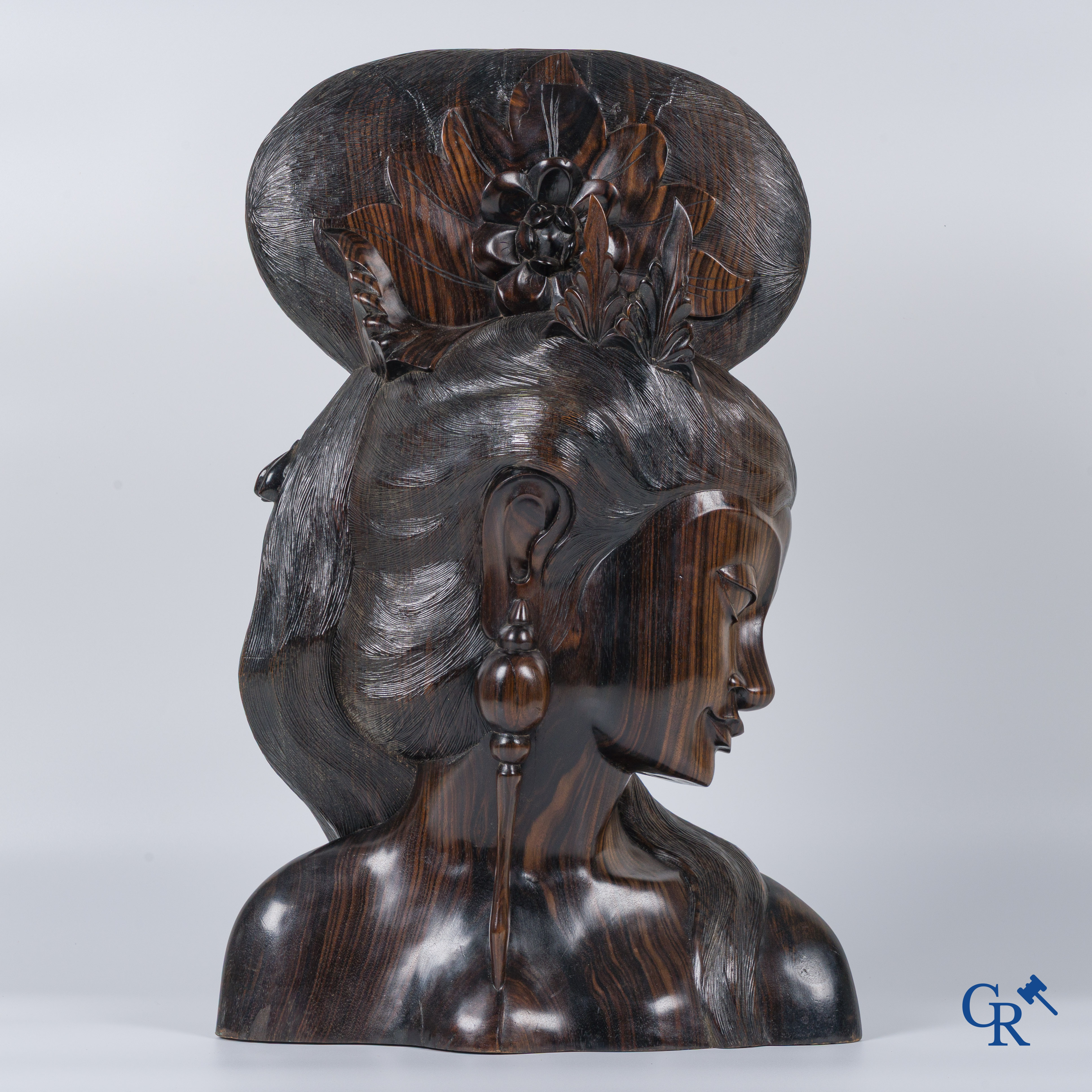 Indonesia: Imposing sculpture in exotic hardwood from a Javanese beauty.