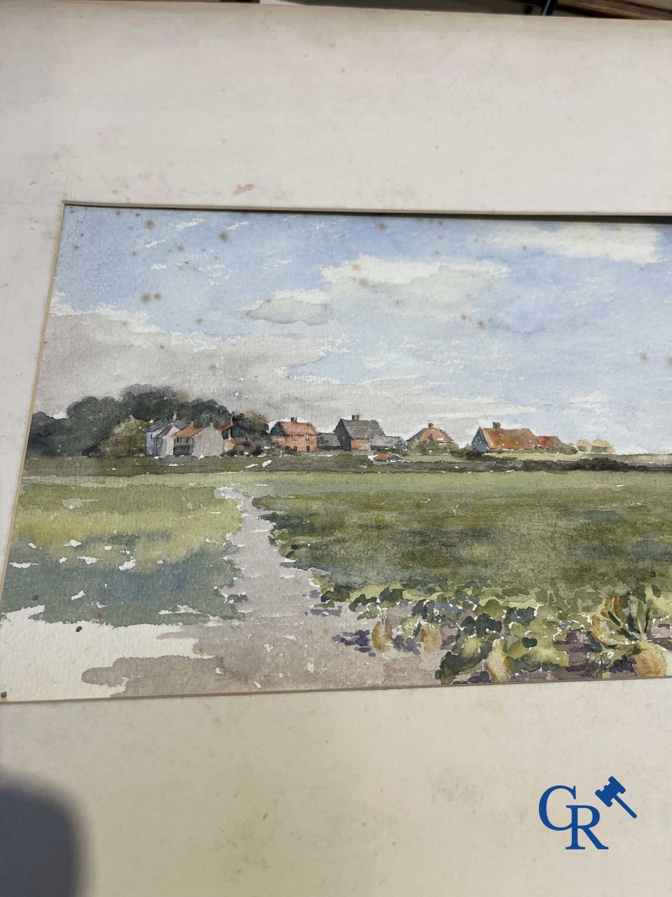 Interessant lot met gouaches en pasteltekeningen. Periode 1880-1920.