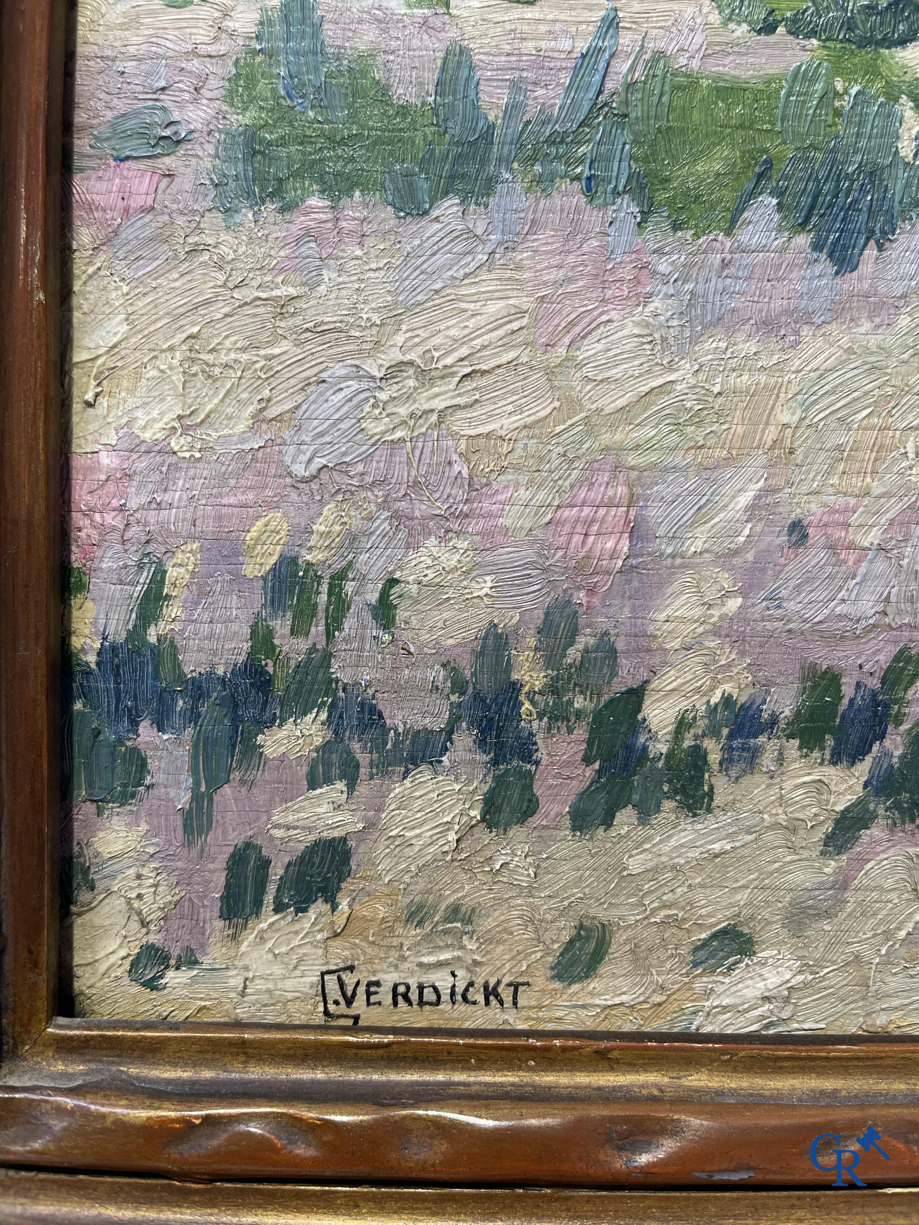 Ghisleen Verdickt (1883-1926): A lot of 3 paintings, and a watercolour. Signed.