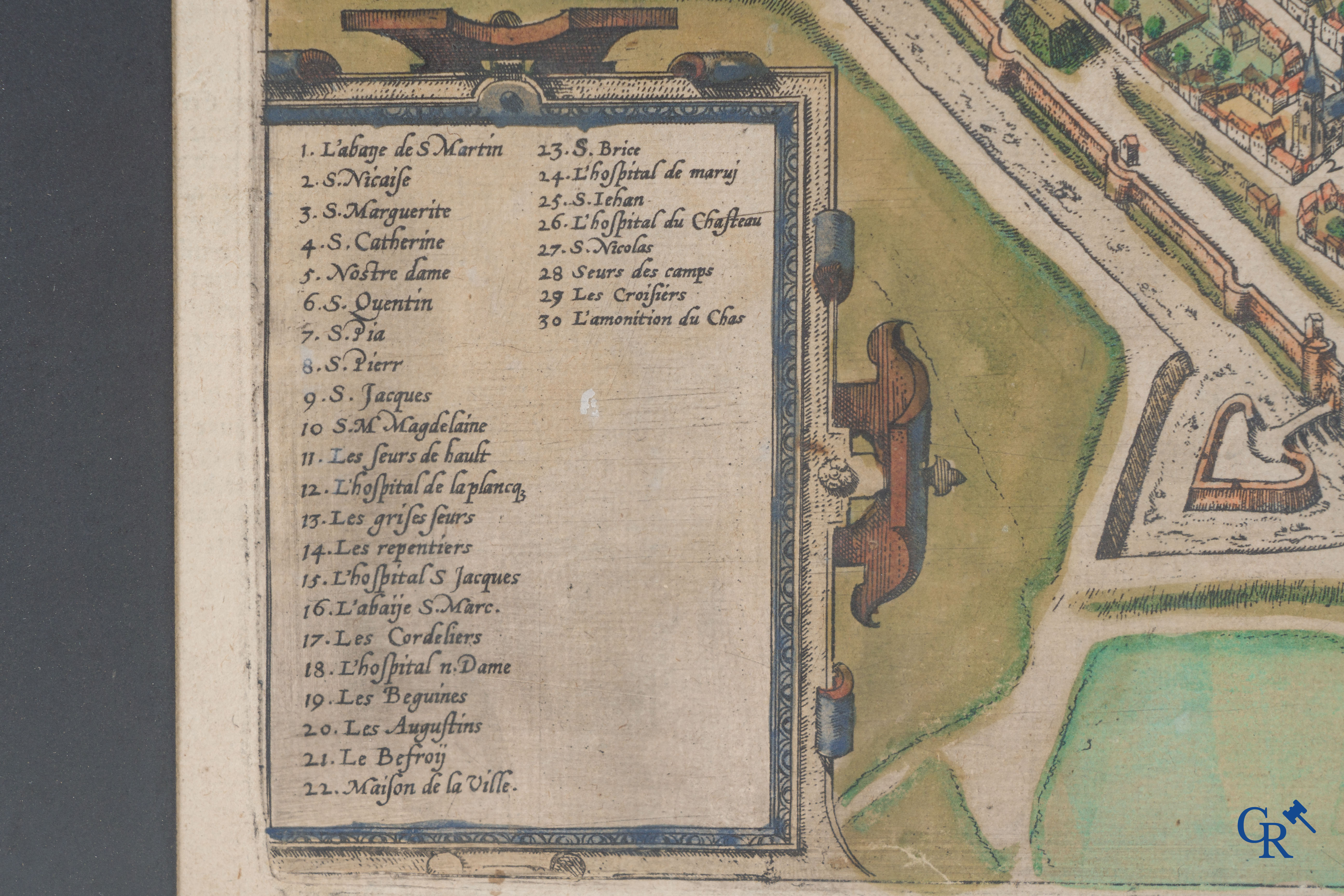 2 Hand-coloured maps of the city of Mons and Tournai.