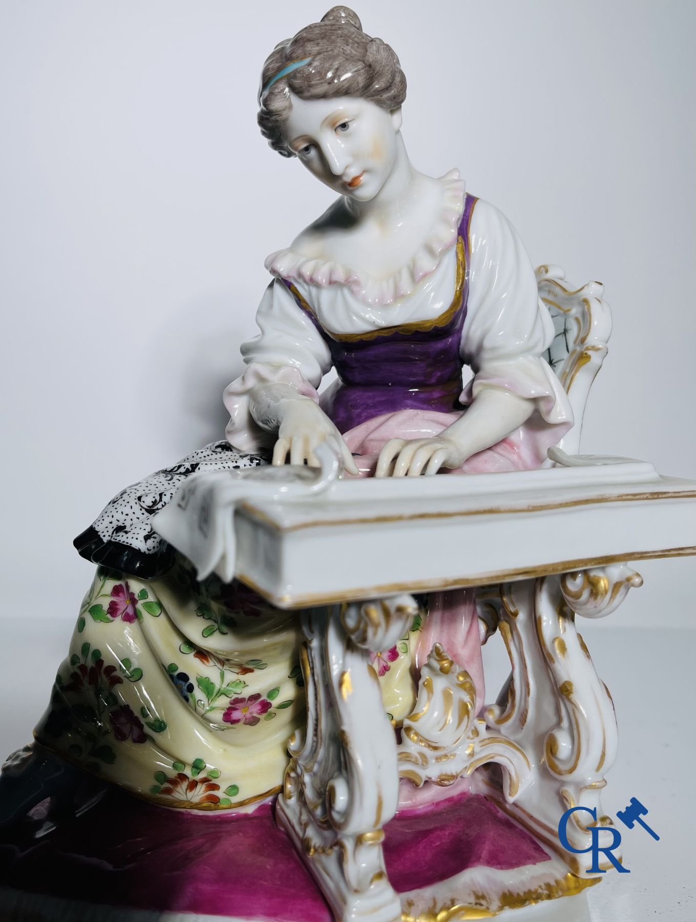 Porcelain: Dressel & Kister Passau: Lady on harpsichord.