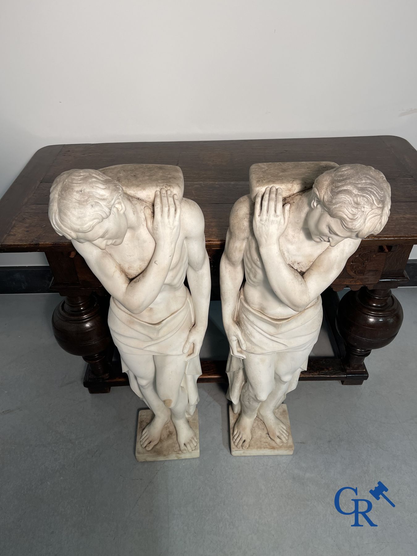 2 marble sculptures.