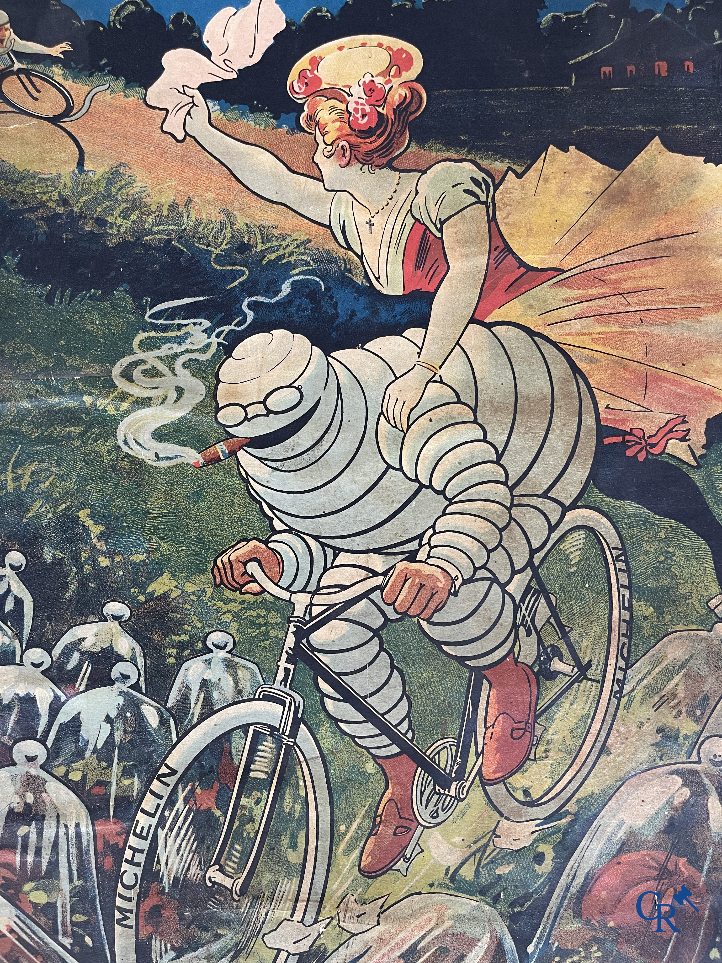 Léon Hingre (1860-1926) Pneu Vélo Michelin. Prachtige affiche voor fietsbanden Michelin. Circa 1910.