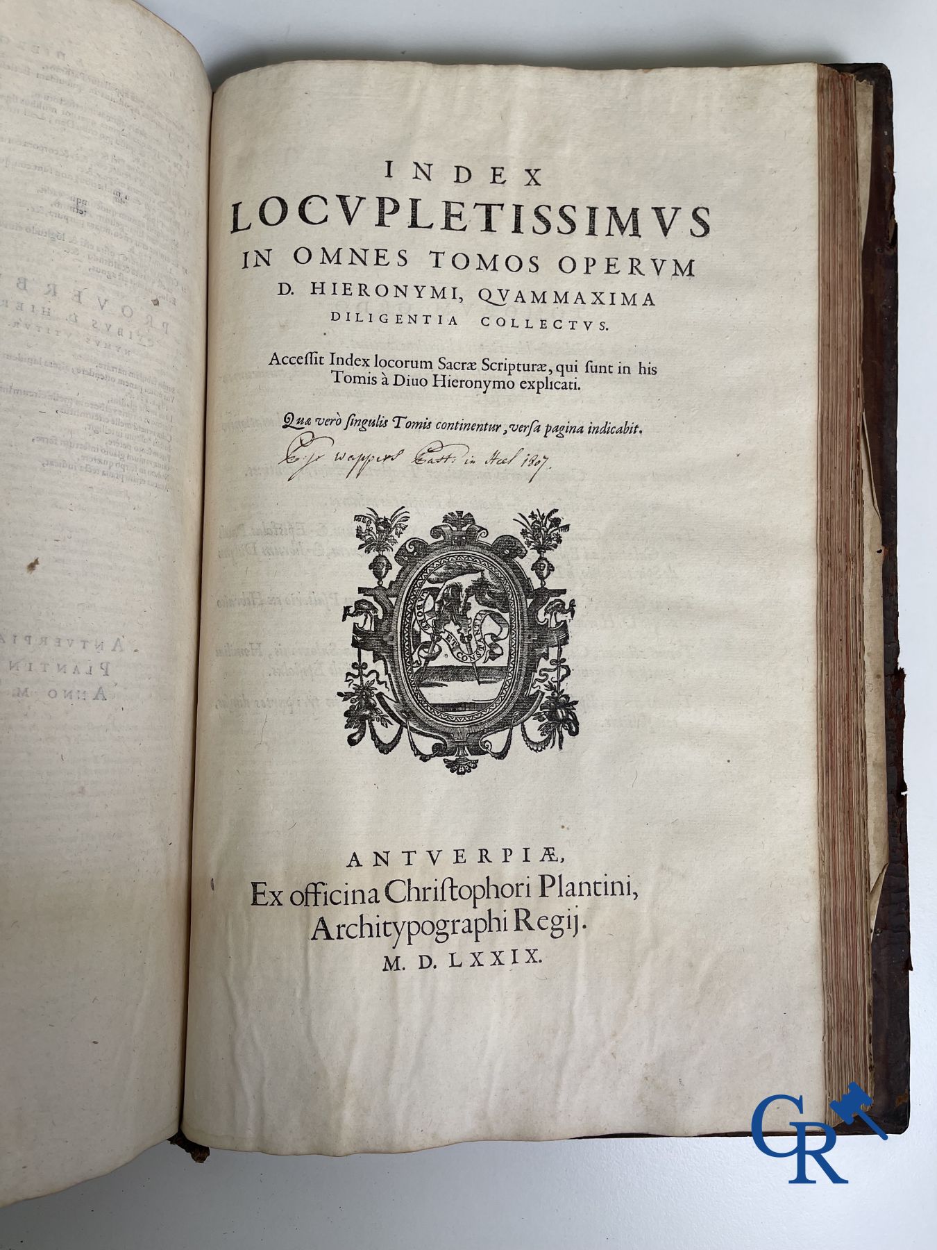 Livres anciens: Les œuvres de Saint Jérôme, Mariani Victorij Reatini. Atelier Plantijn (1578-1579), Anvers.