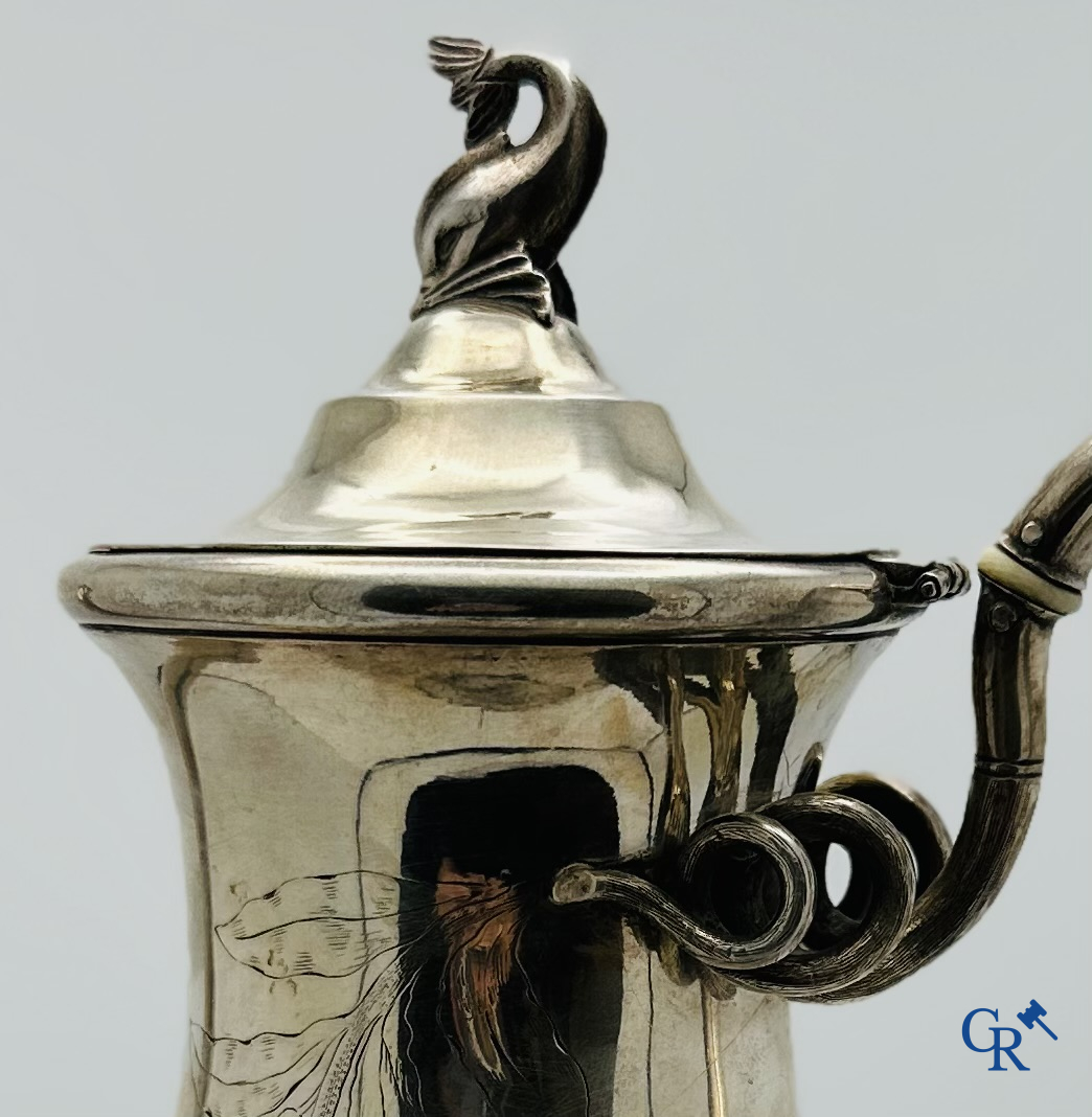 Silver: Jug in silver, multiple hallmarks.