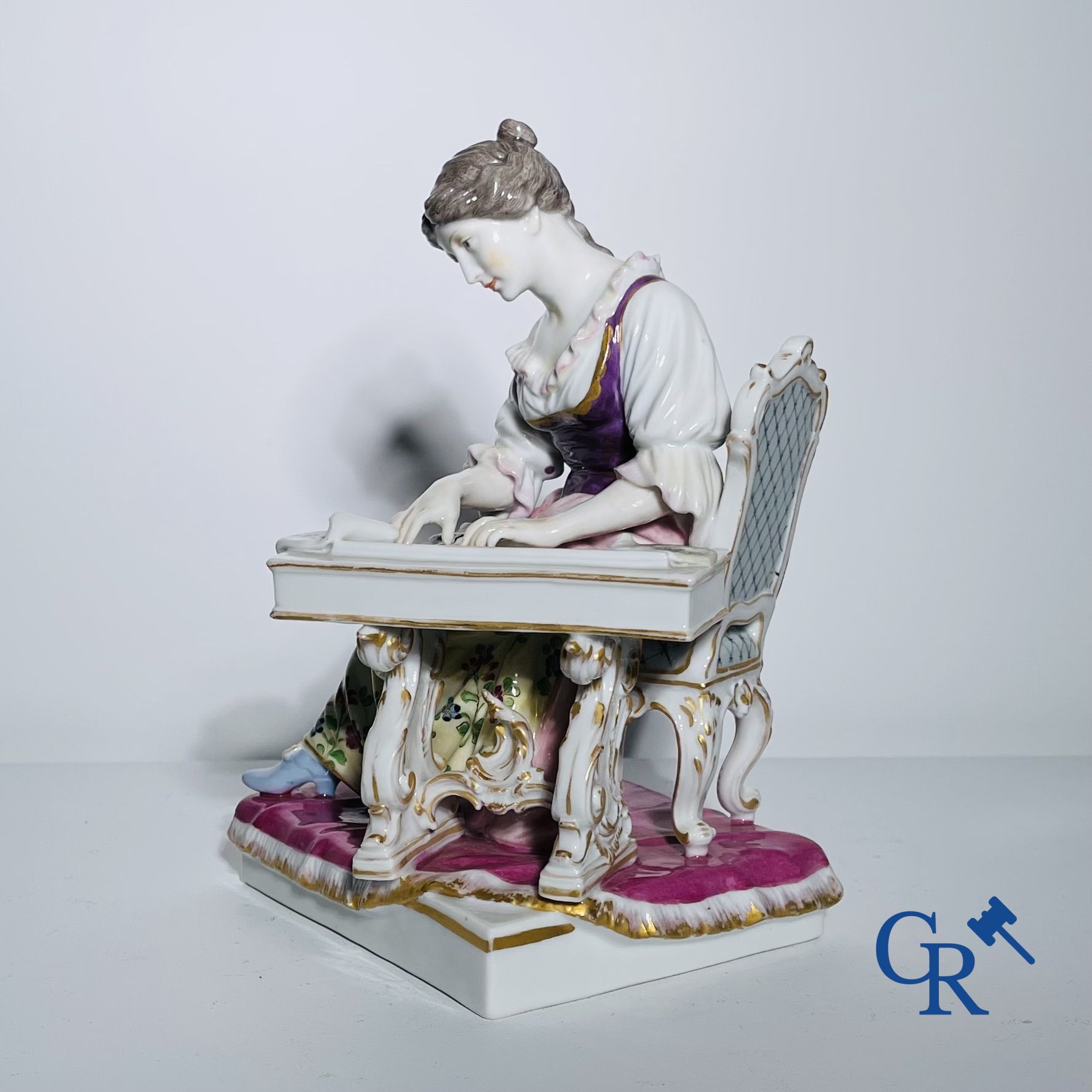 Porcelain: Dressel & Kister Passau: Lady on harpsichord.