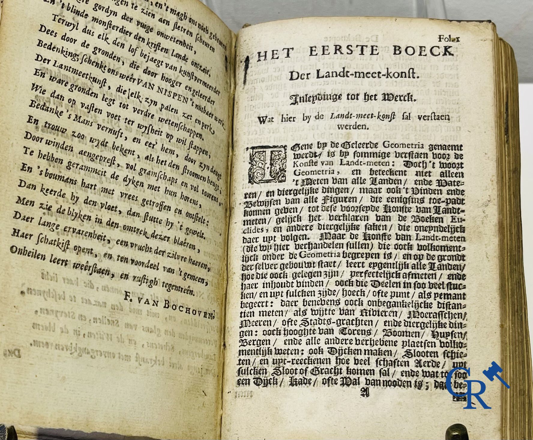 Early printed books: Mattheus Van Nispen. De Beknopte Lant-Meet-Konst. With Mattheus de Vries, in Dordrecht. 1708.