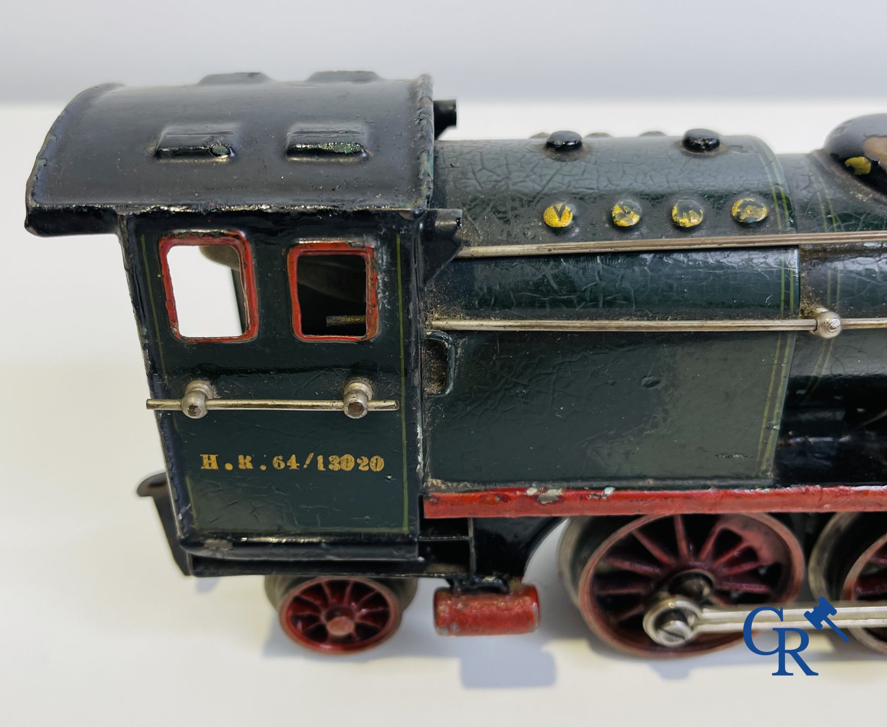 Old toys: Märklin, Locomotive with towing tender and dining car.<br />
About 1930.