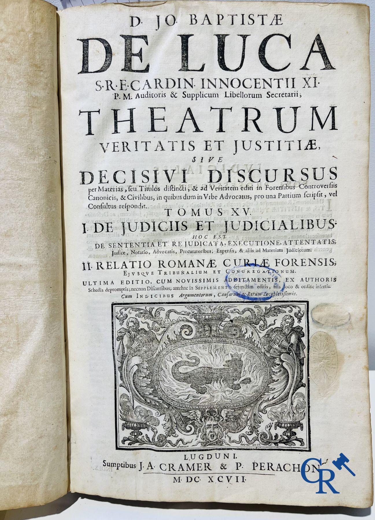 Livres anciens : Giovanni Battista de Luca, Theatrum veritatis et justitiae. J.A. Cramer & Philibert Perachon. 1697.