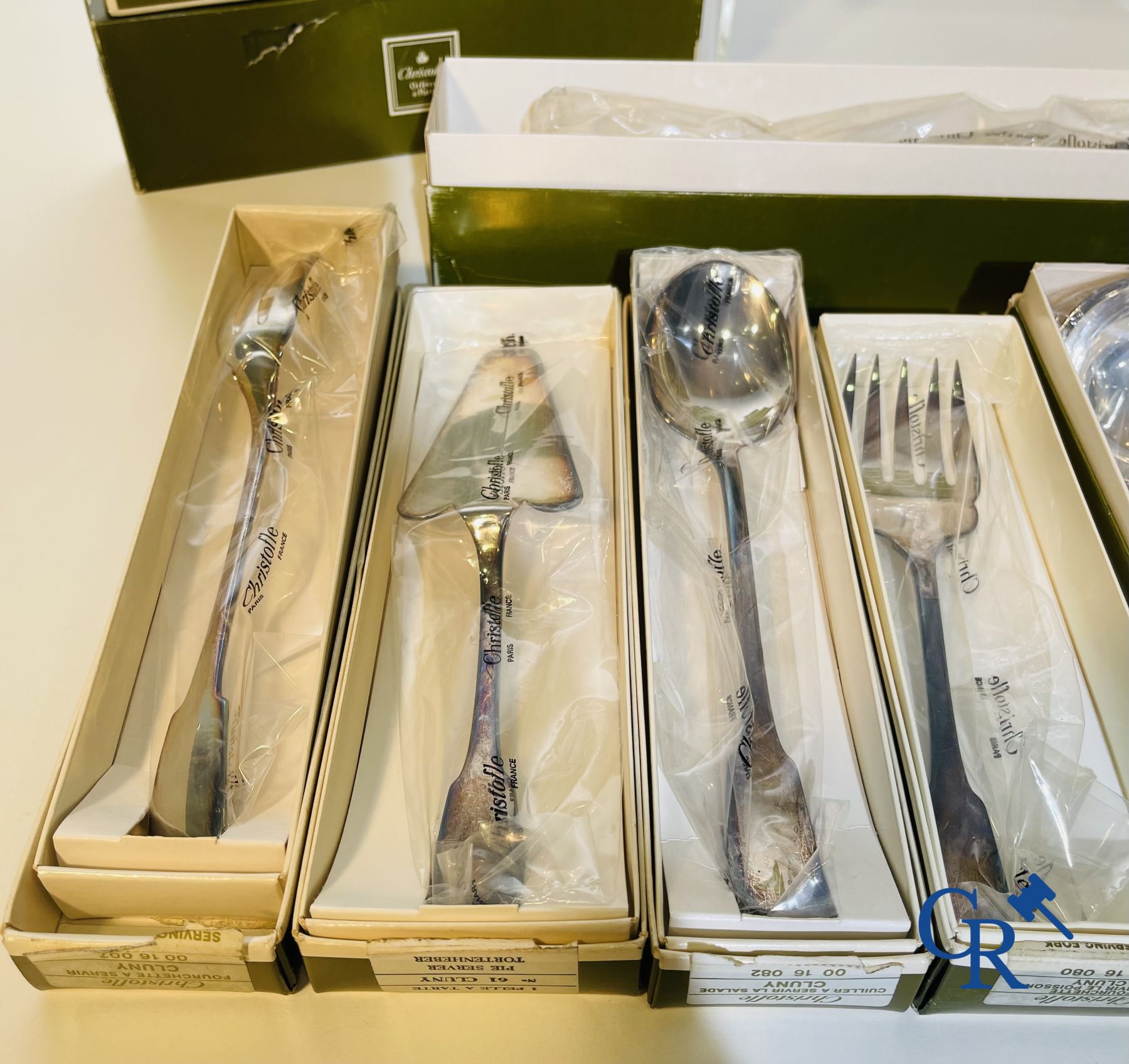 Christofle. 163-pieces silver-plated cutlery Christofle France model Cluny in the original unopened packaging.