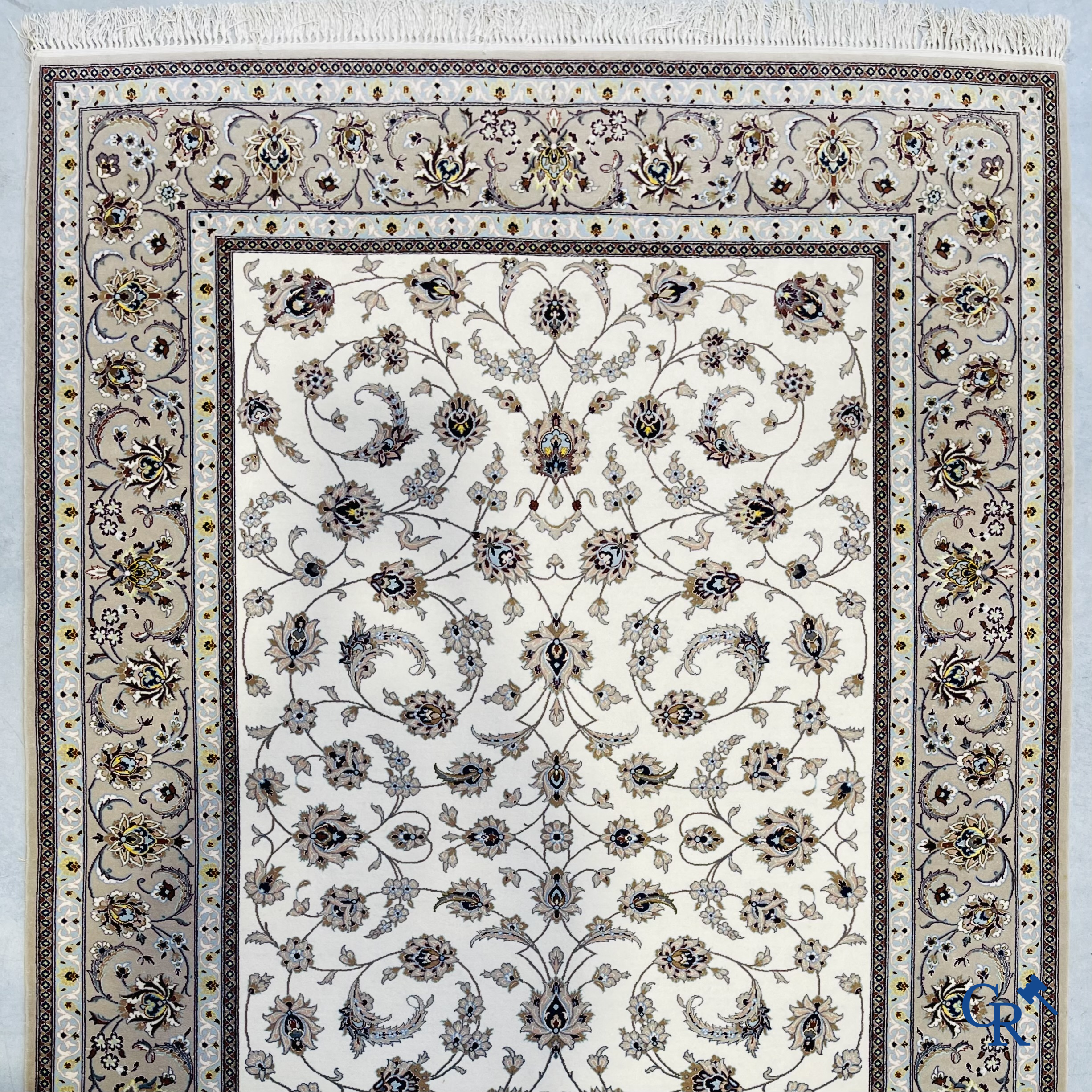 Persian carpets. Fine knotted Nain carpet with floral decor.