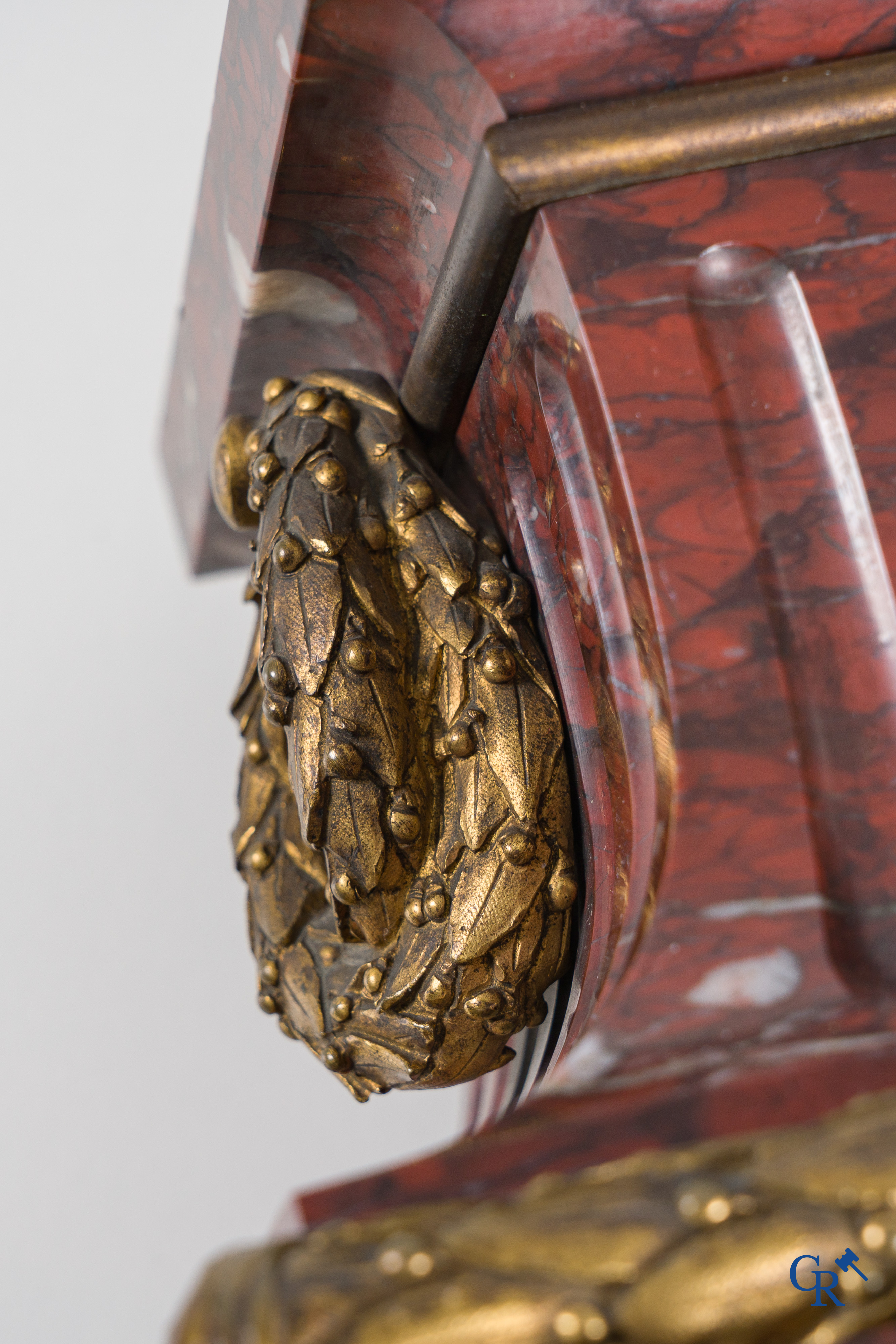 Charpentier à Paris, An imposing 3-piece fireplace clockset in gilded and patinated bronze. Late 19th century.