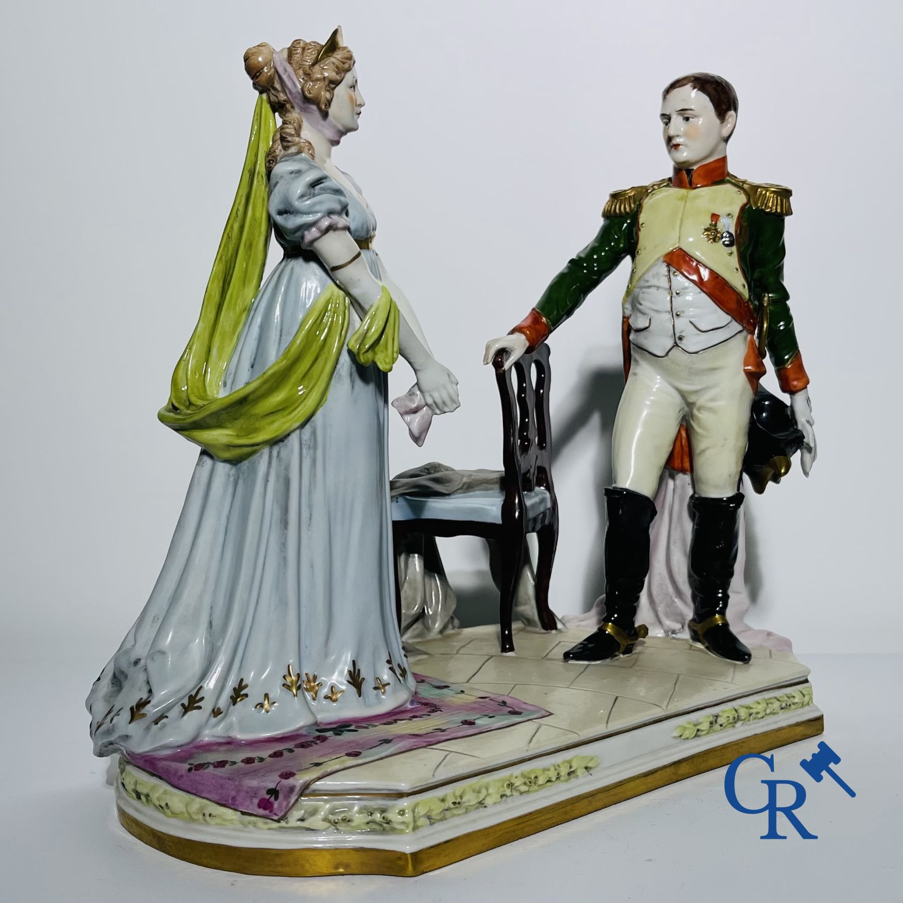 Porcelaine: Groupe en porcelaine de Saxe. Napoleon 1er.