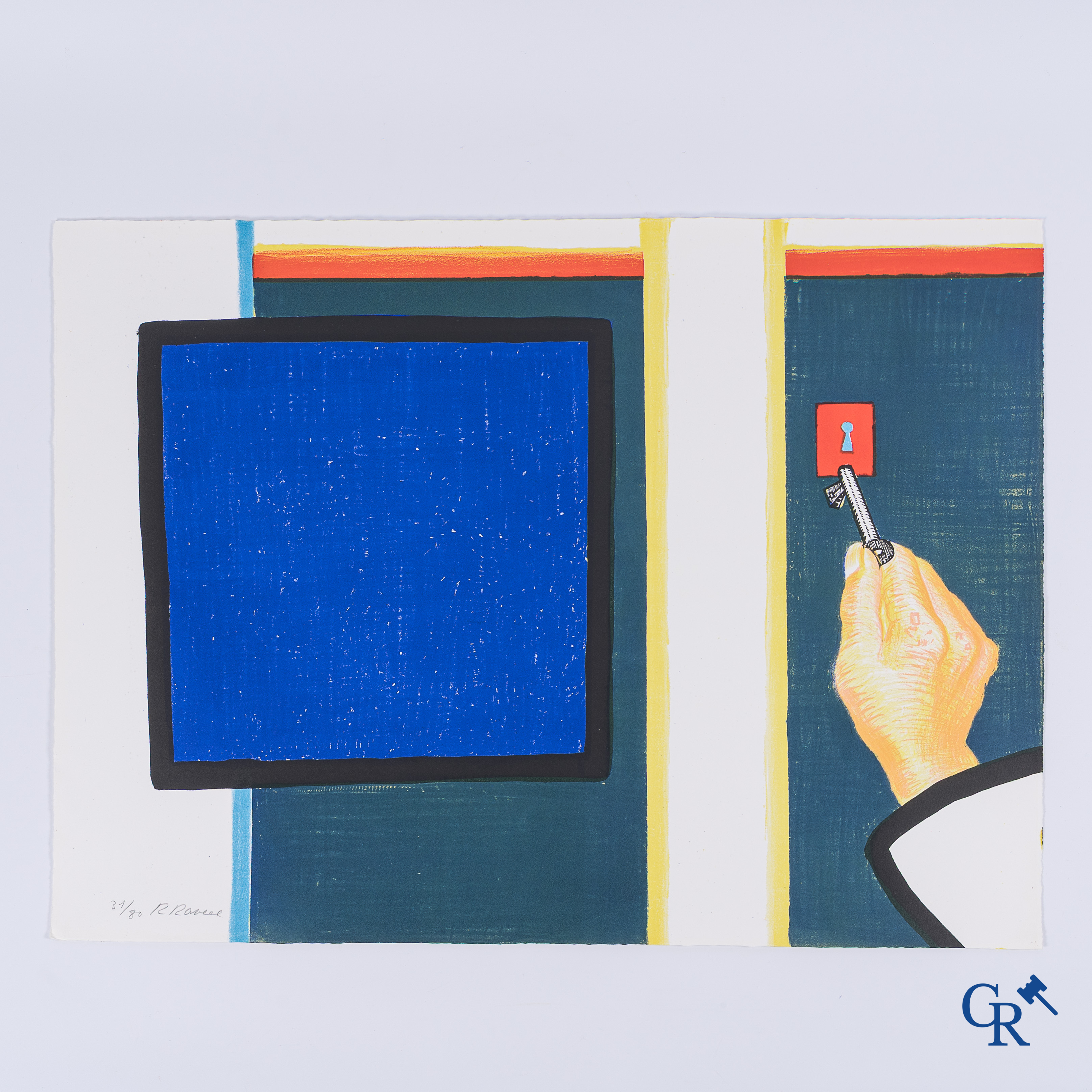 Roger Raveel (1921-2013) 32nd work from the Genesis series. Color lithography. Signed and numbered 31/80.