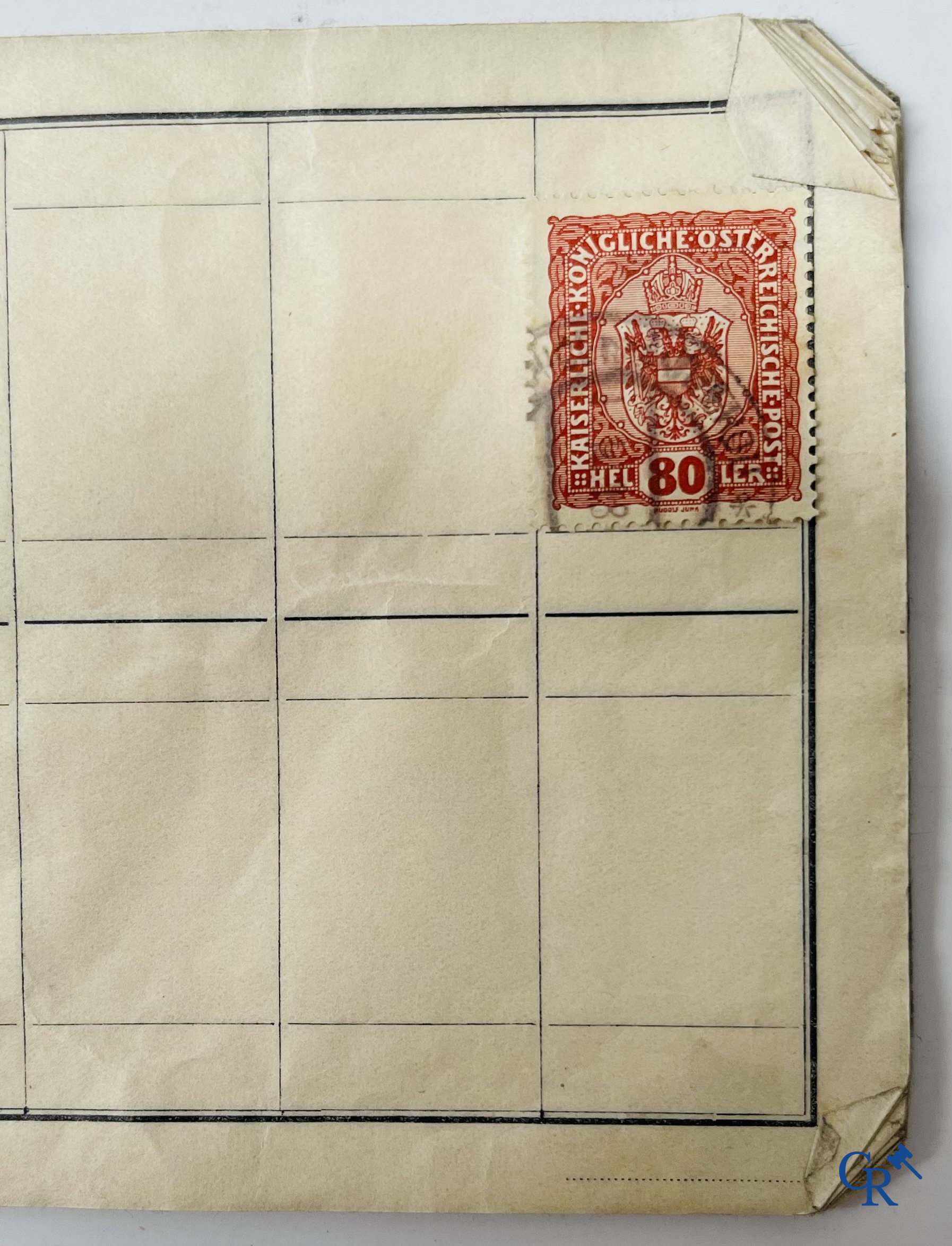 Philately. Album with various rare antique stamps, including early Belgian stamps.