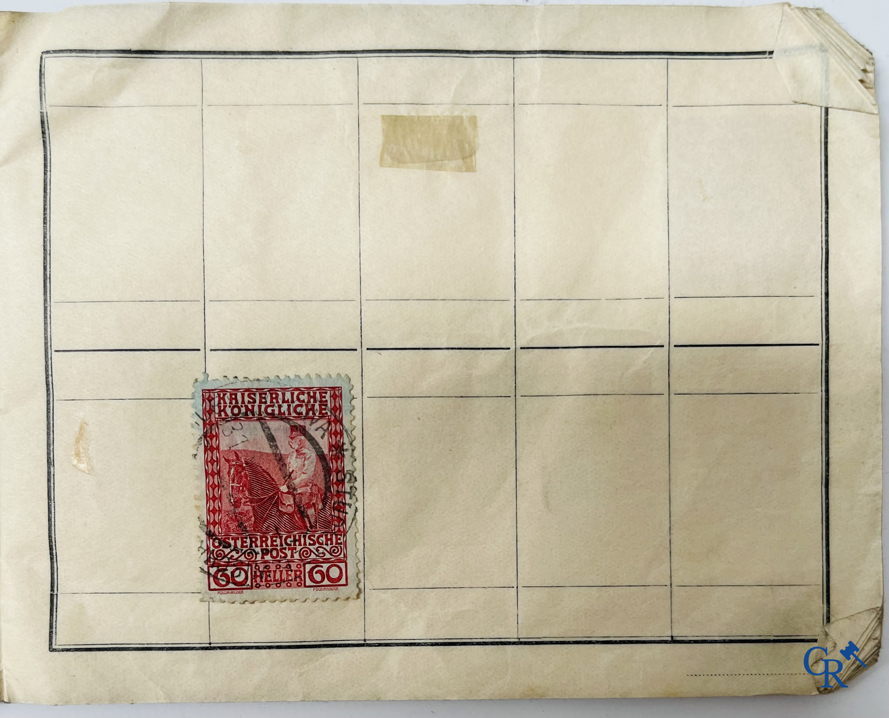 Philately. Album with various rare antique stamps, including early Belgian stamps.