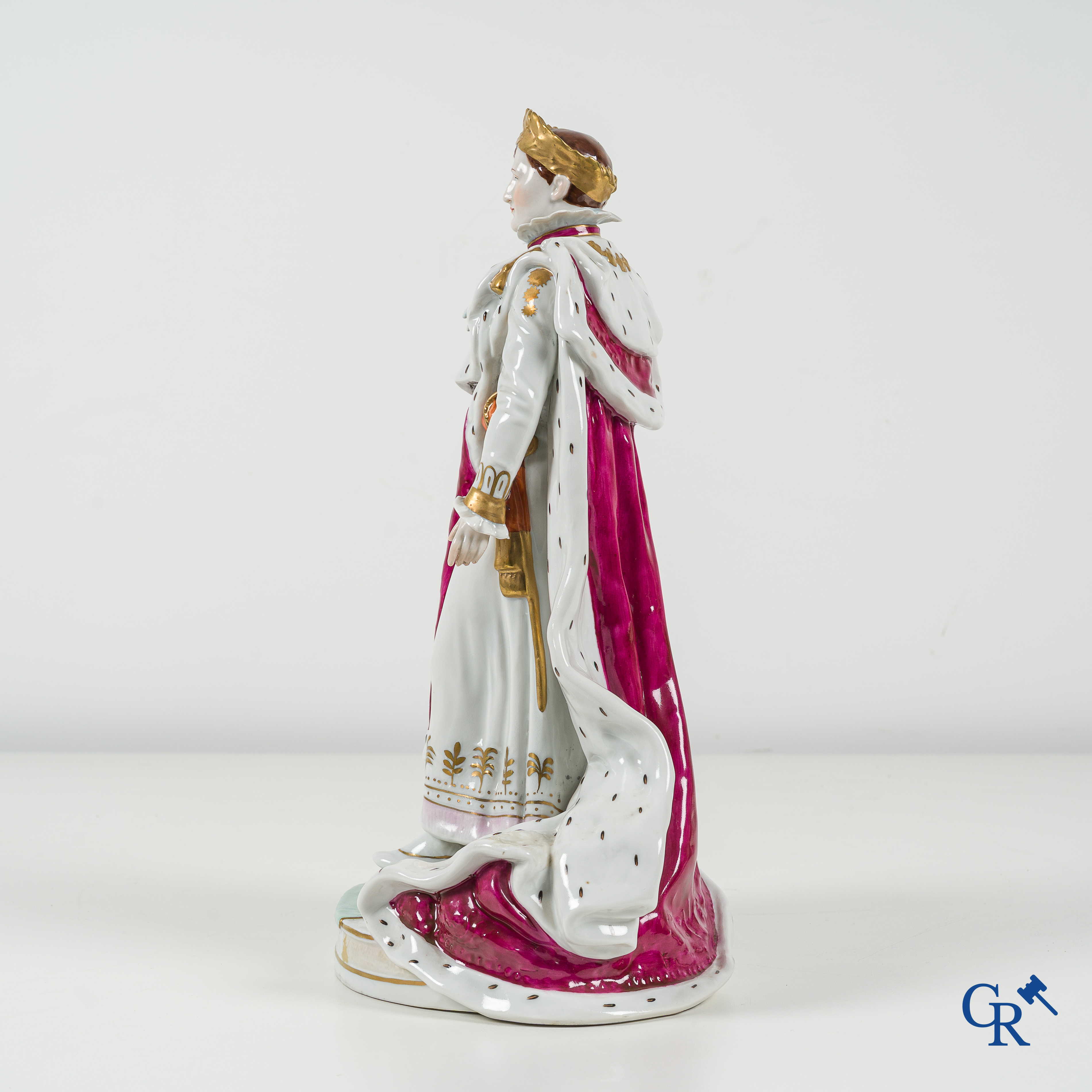 Saxon porcelain. Large representation of Napoleon Bonaparte in his coronation robe.