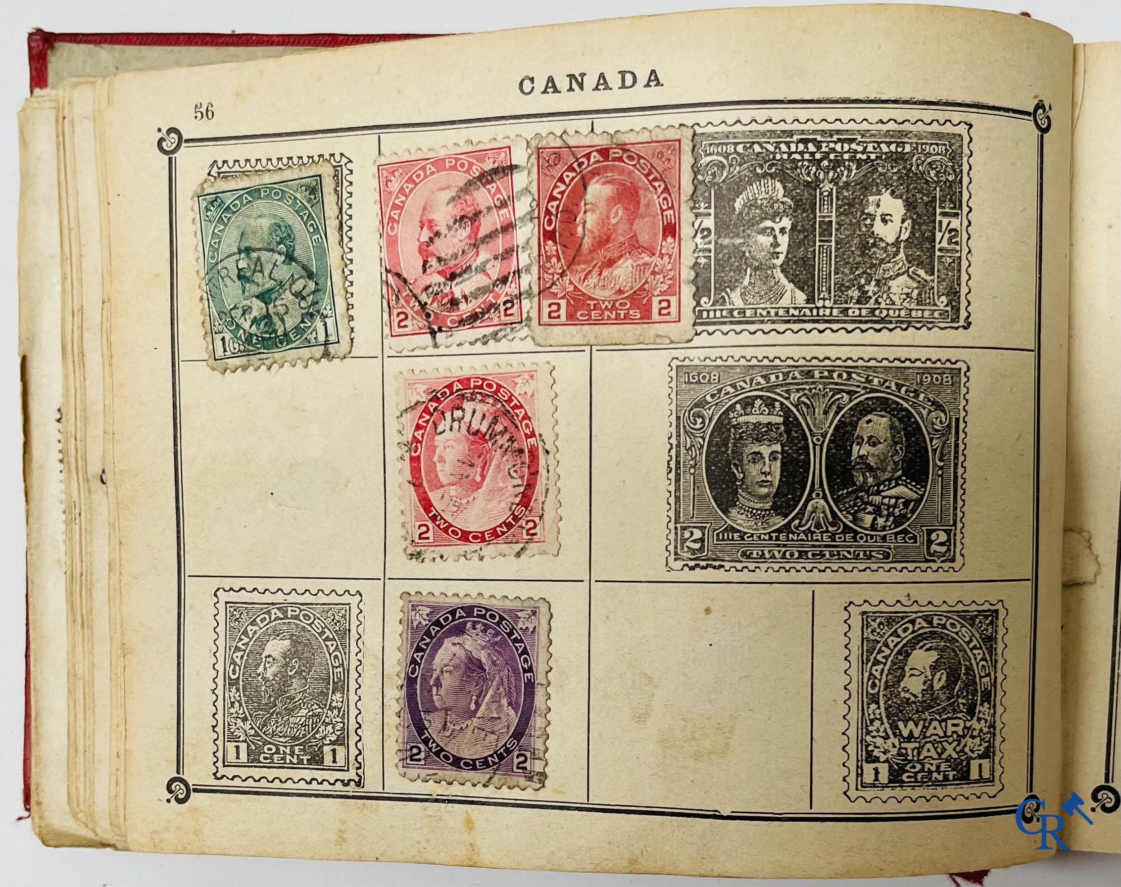Philately. Album with various rare antique stamps, including early Belgian stamps.