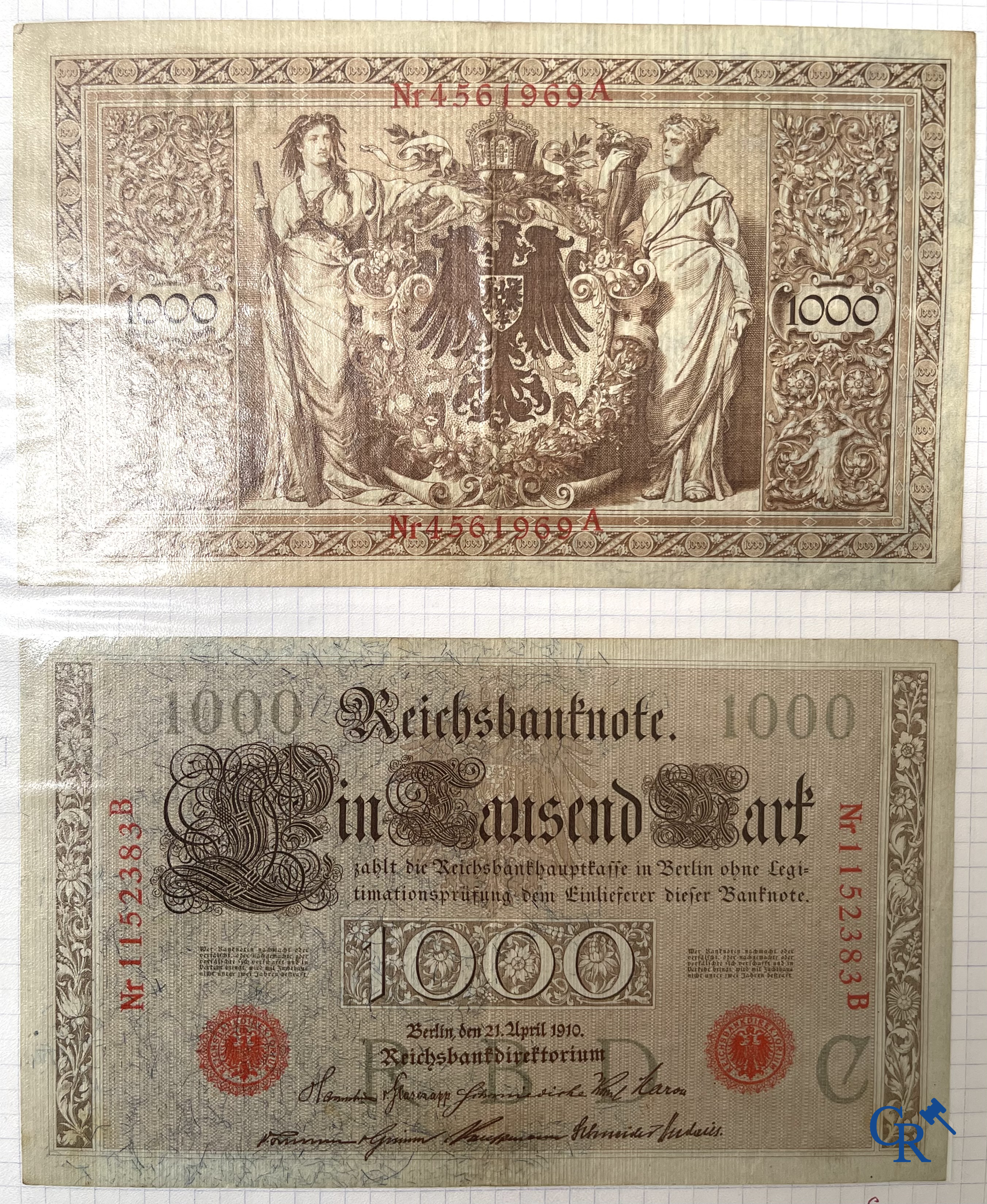 Old coins and banknotes. A large collection of old coins and banknotes. Multiple coins in silver.
