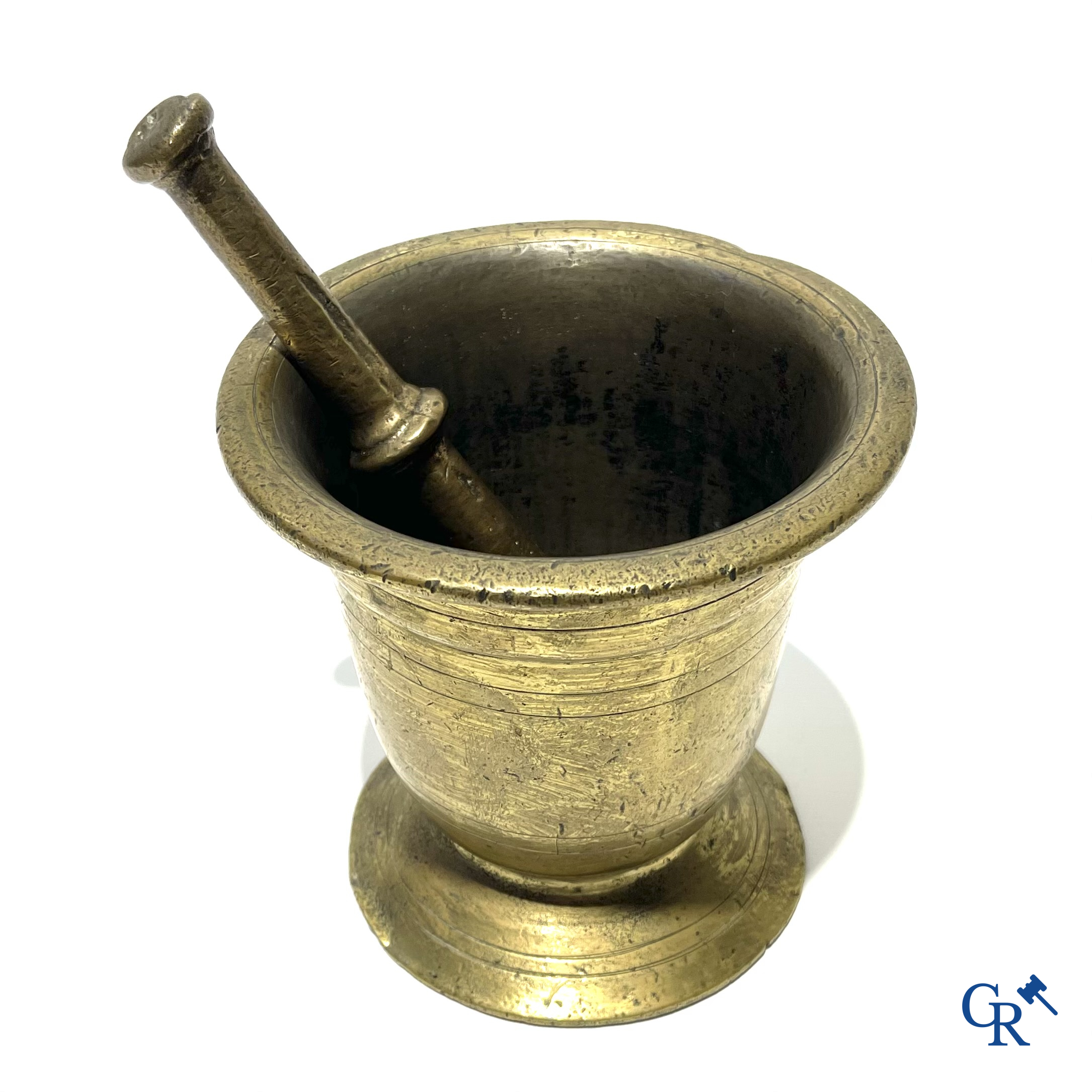 Antique chemist's bronze mortar with pestle. 18th-19th century.