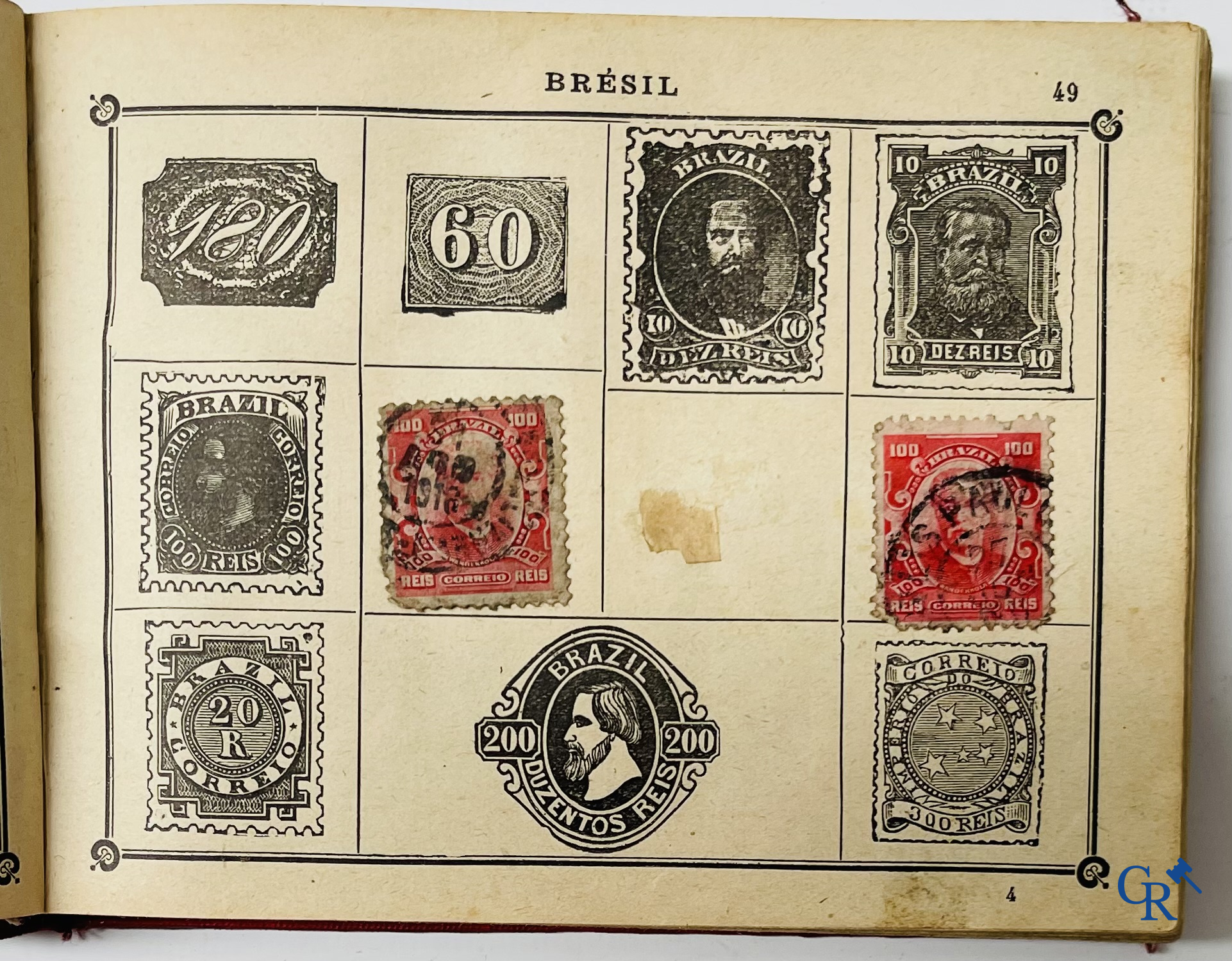 Philately. Album with various rare antique stamps, including early Belgian stamps.