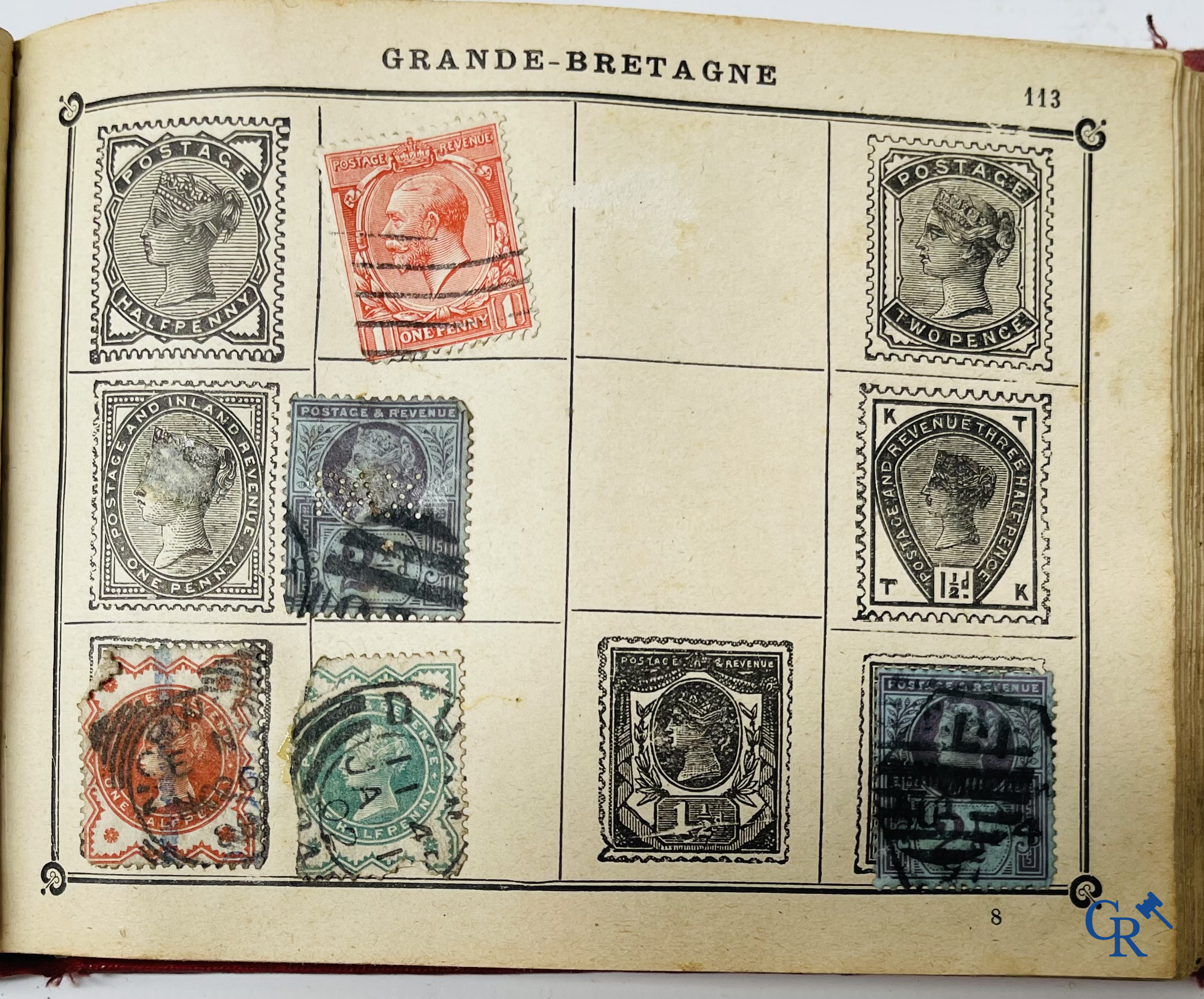 Philately. Album with various rare antique stamps, including early Belgian stamps.