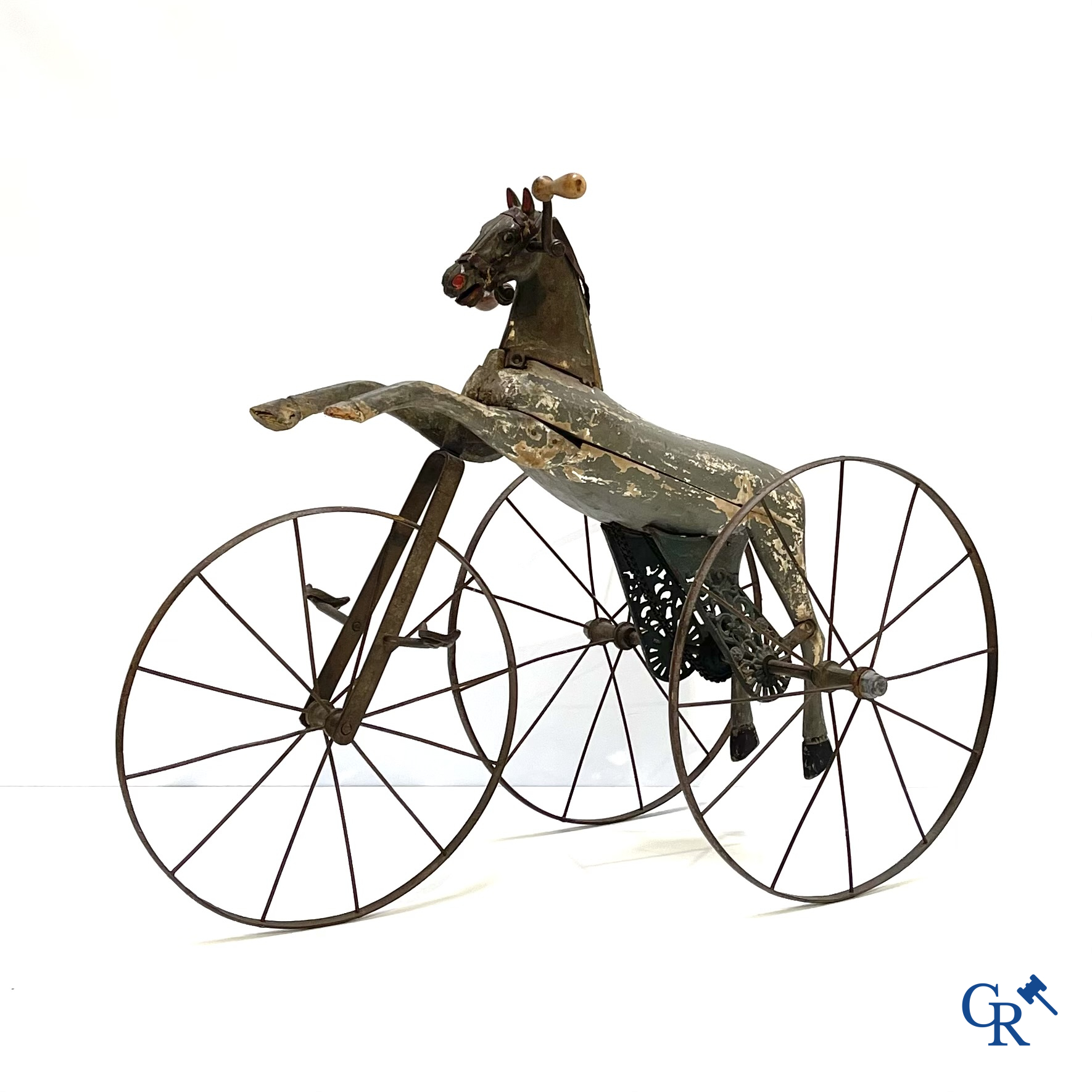 Old toys. Napoleon III bicycle horse or tricycle in wood and metal. Around 1880.