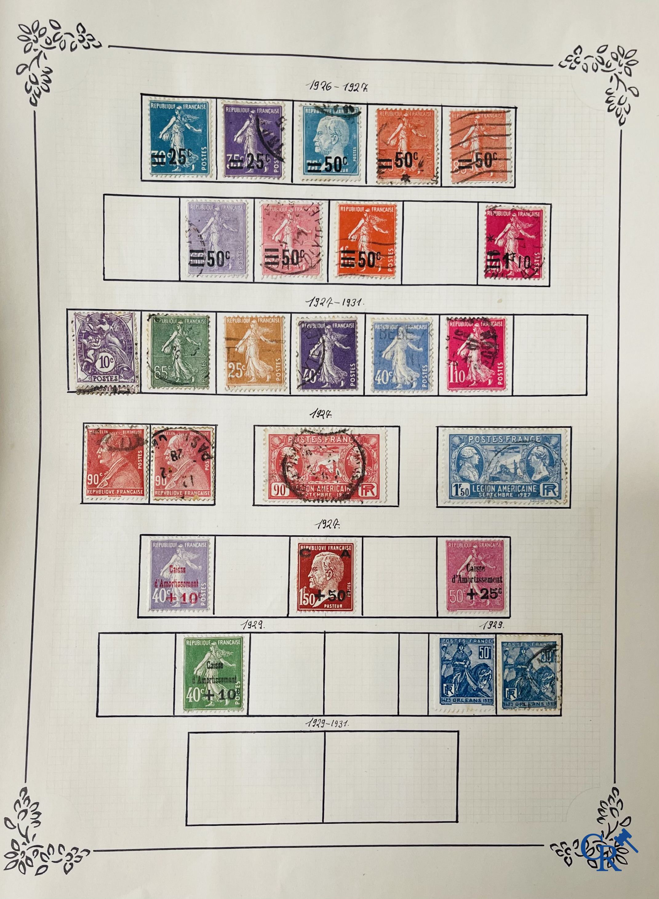 Philately. Album with various rare antique stamps, including early Belgian stamps.