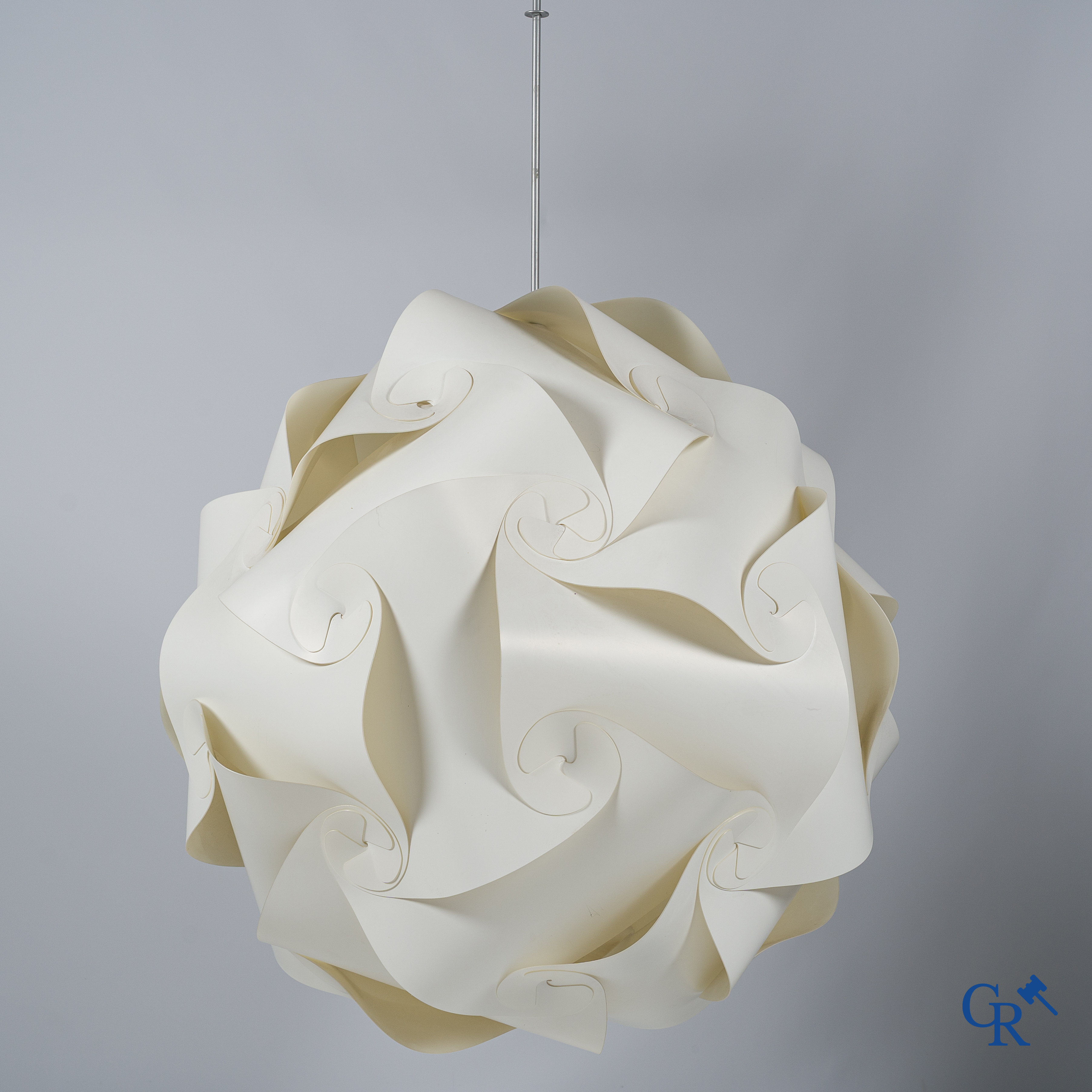 A large design chandelier in white plastic. 1970's-80's.
