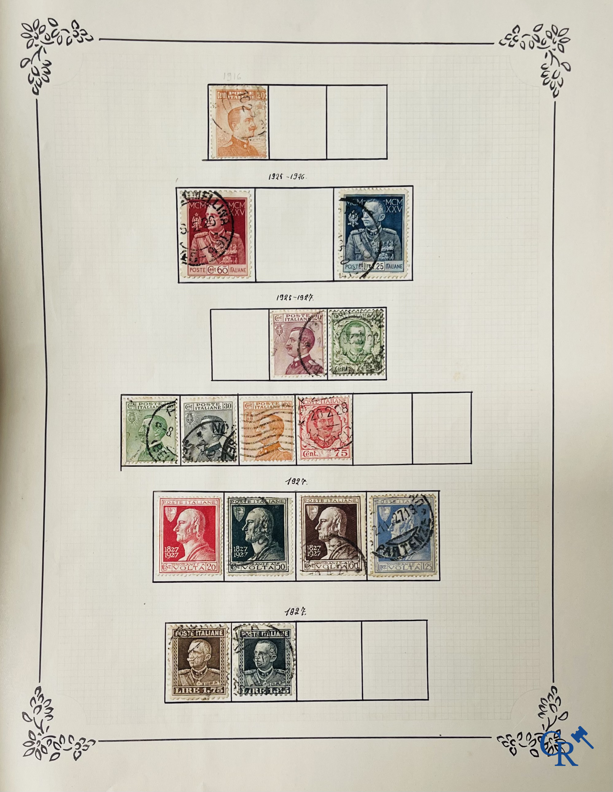 Philately. Album with various rare antique stamps, including early Belgian stamps.