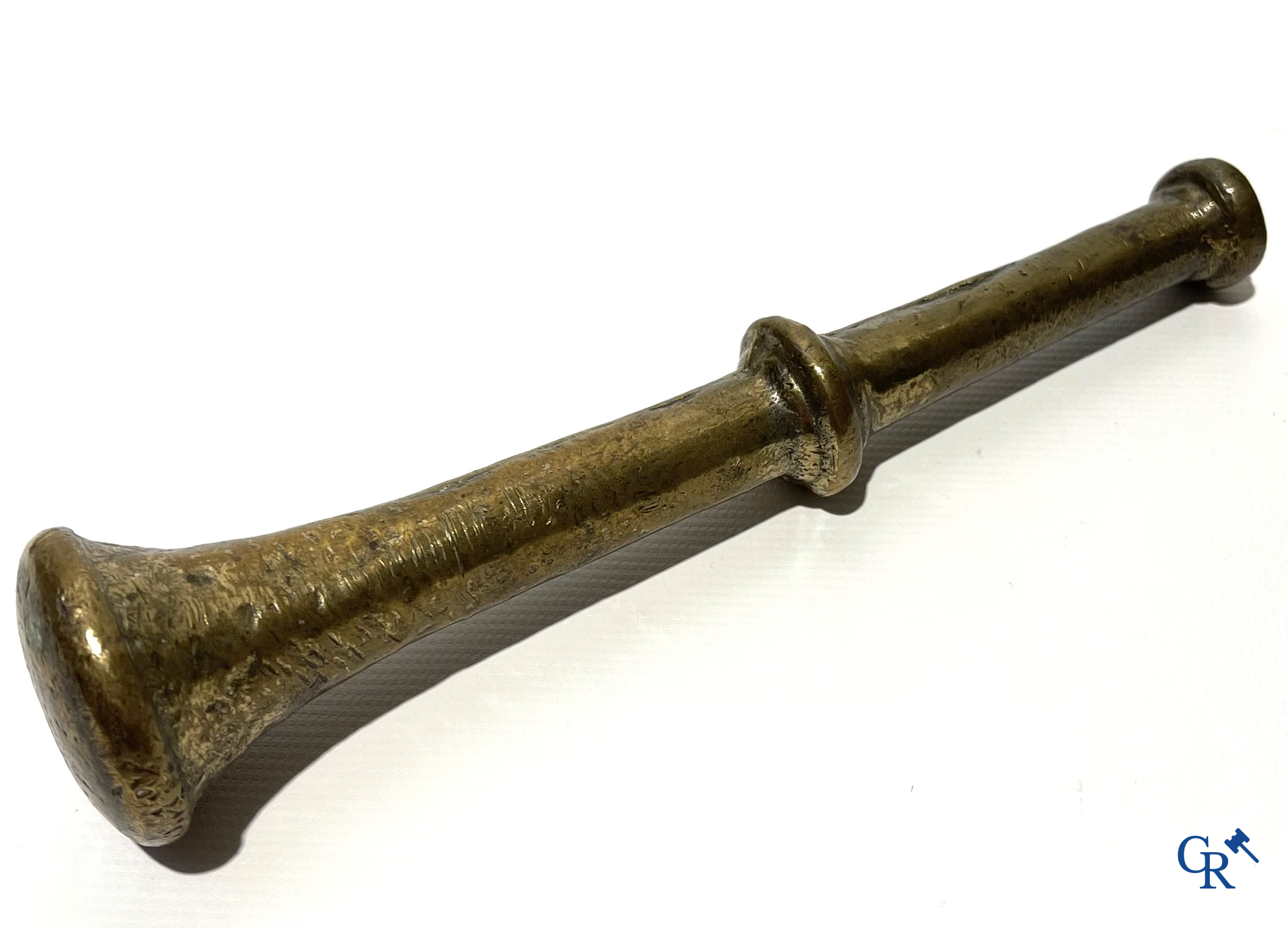 Antique chemist's bronze mortar with pestle. 18th-19th century.