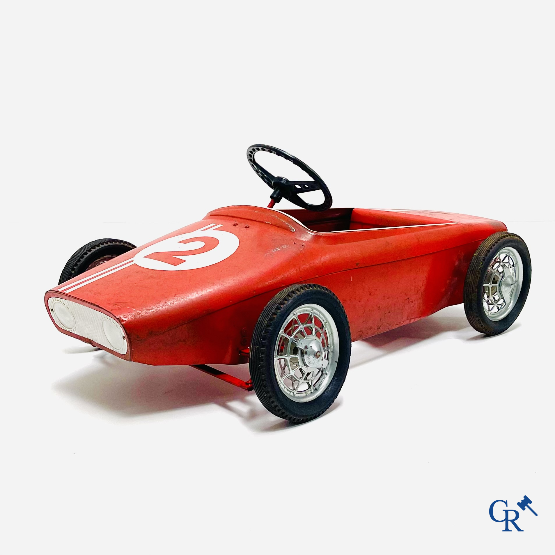Pedal car, Morellet Guerineau. Lotus F1 model with metal body and spoke wheels. Made in France. 1960's.