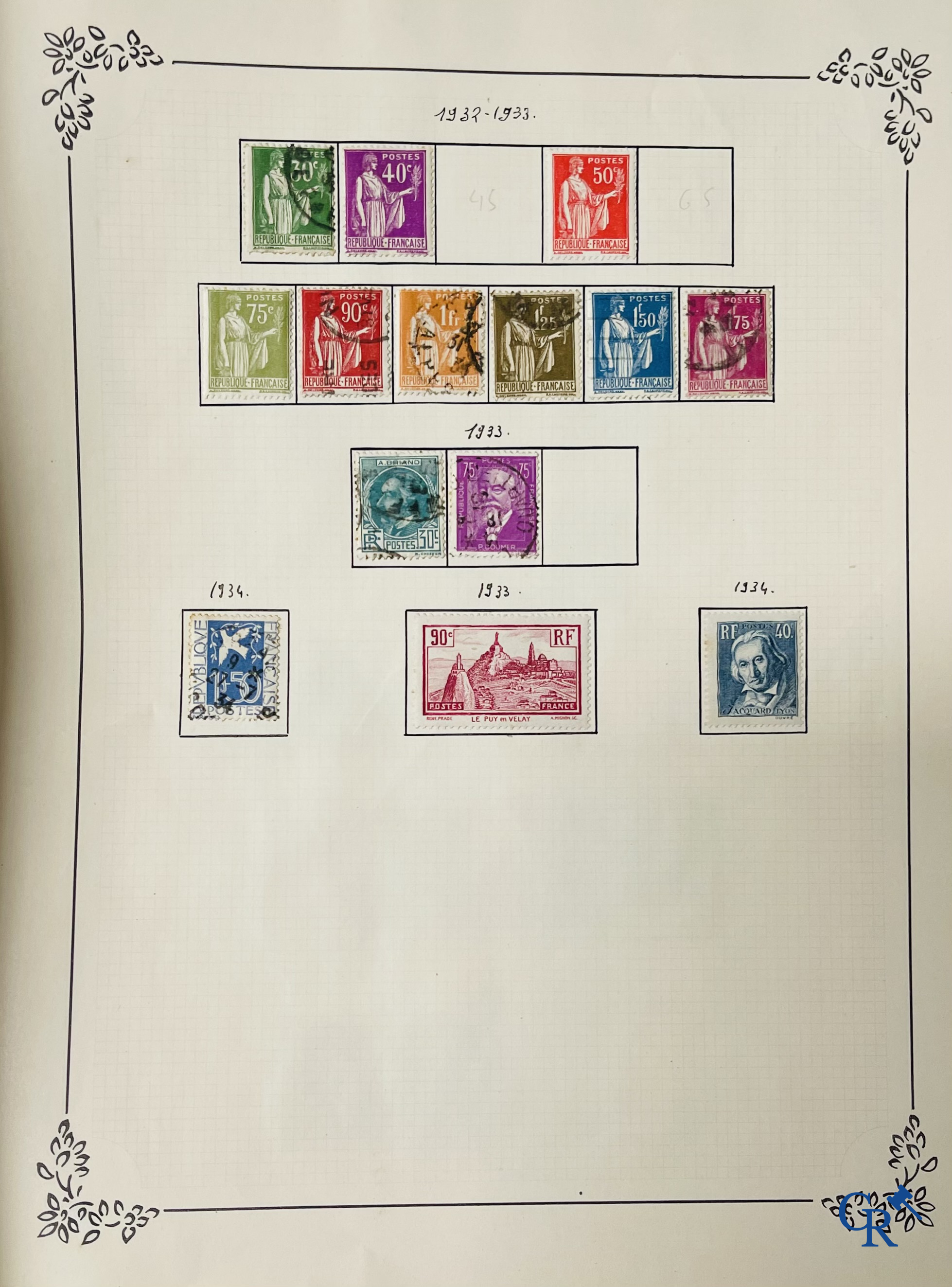 Philately. Album with various rare antique stamps, including early Belgian stamps.