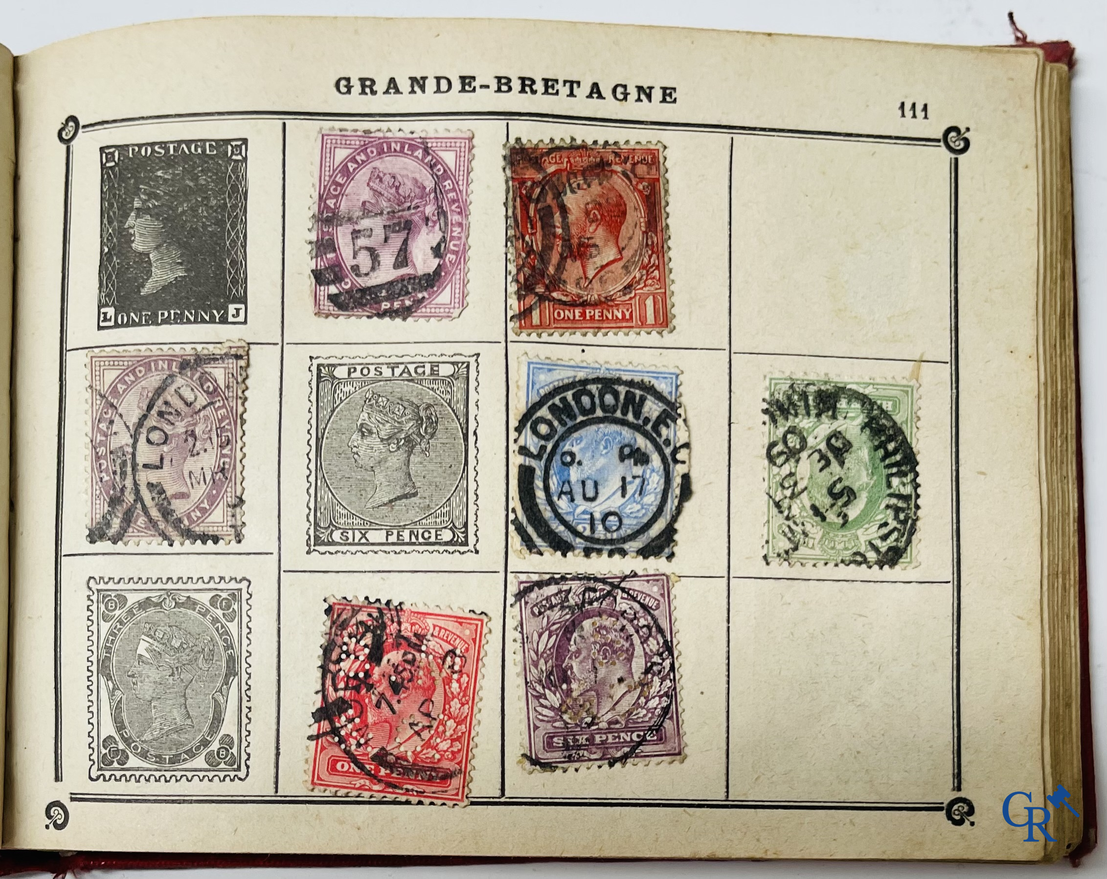 Philately. Album with various rare antique stamps, including early Belgian stamps.