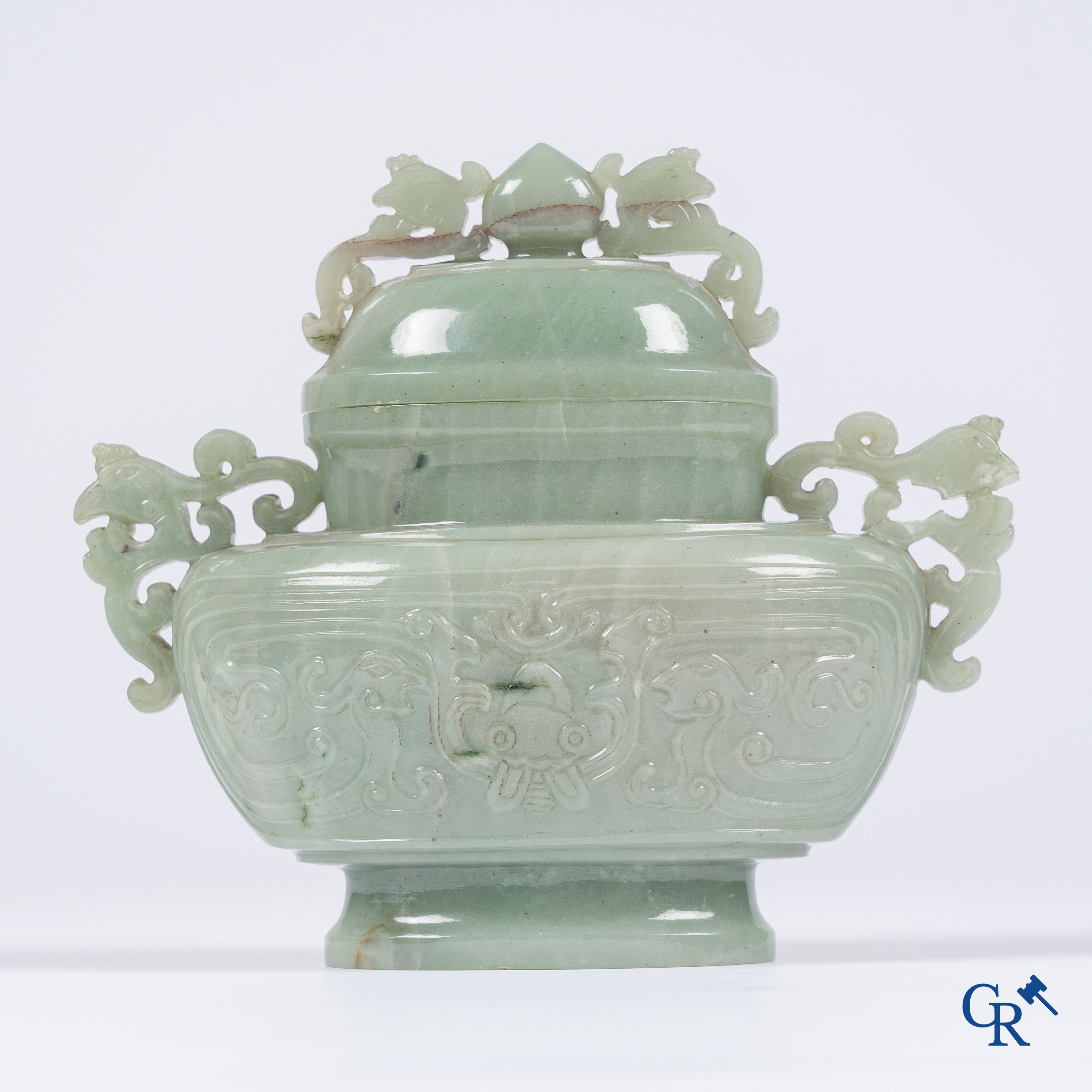 Asian art, a Chinese green jade censer.