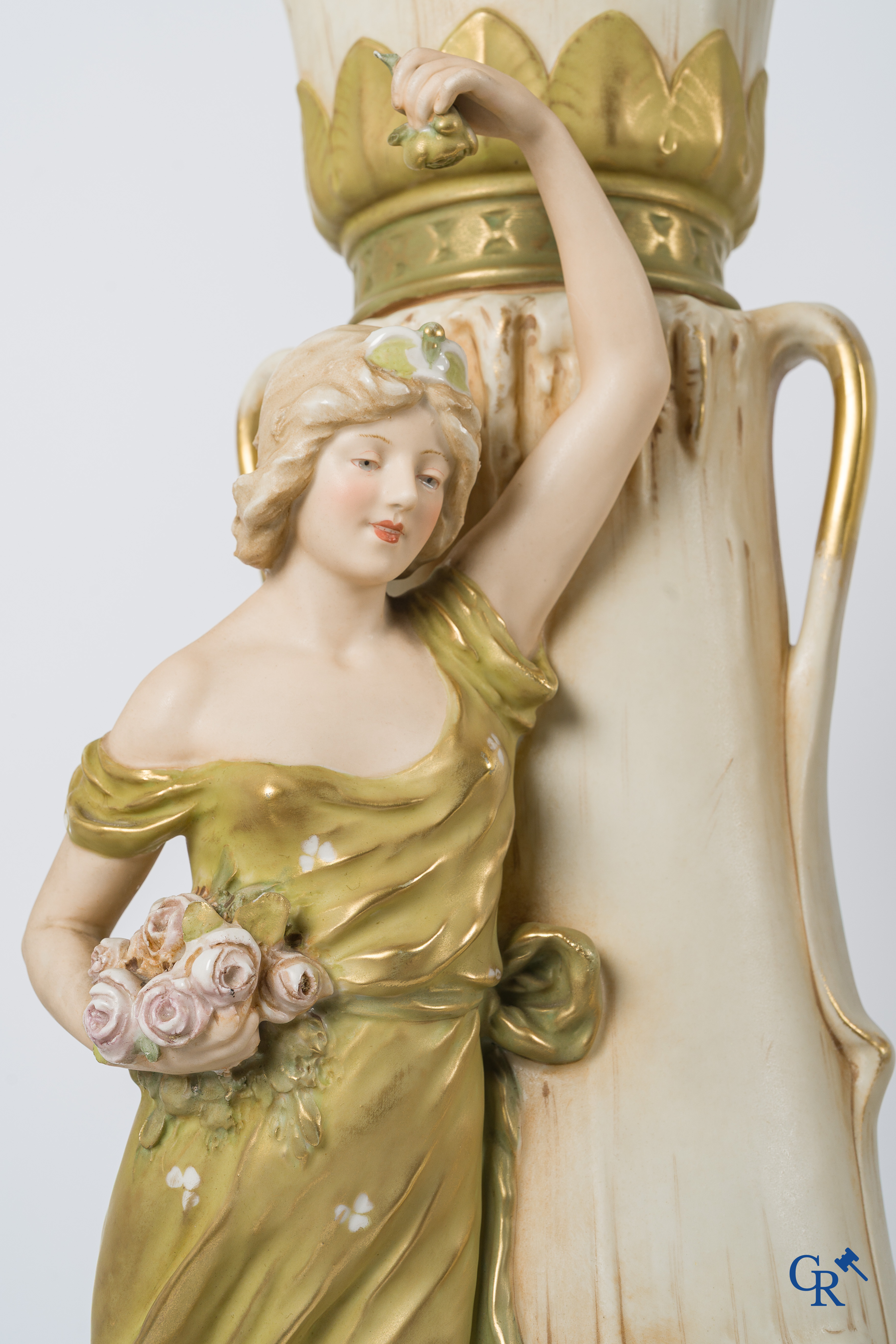 Royal Dux Bohemia. Imposing 3 pair in porcelain. Art Nouveau. Marked. Circa 1900.