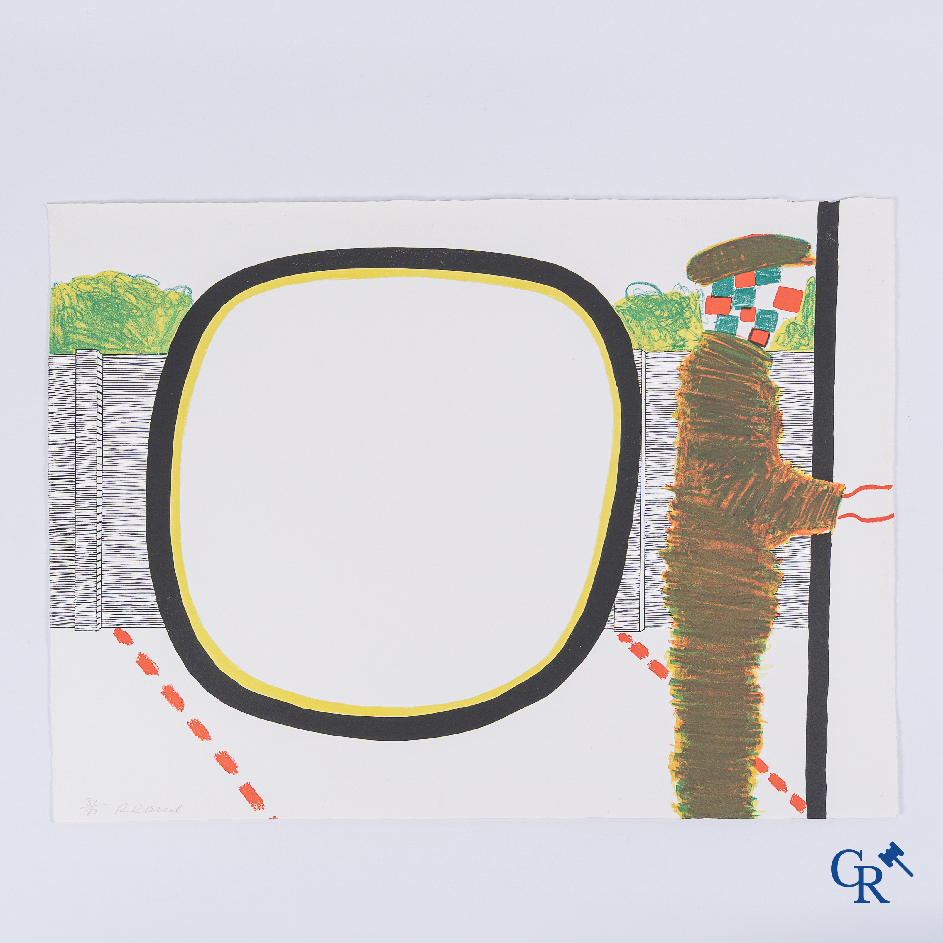 Roger Raveel (1921-2013) 19th work from the Genesis series. Color lithography. Signed and numbered 31/80.