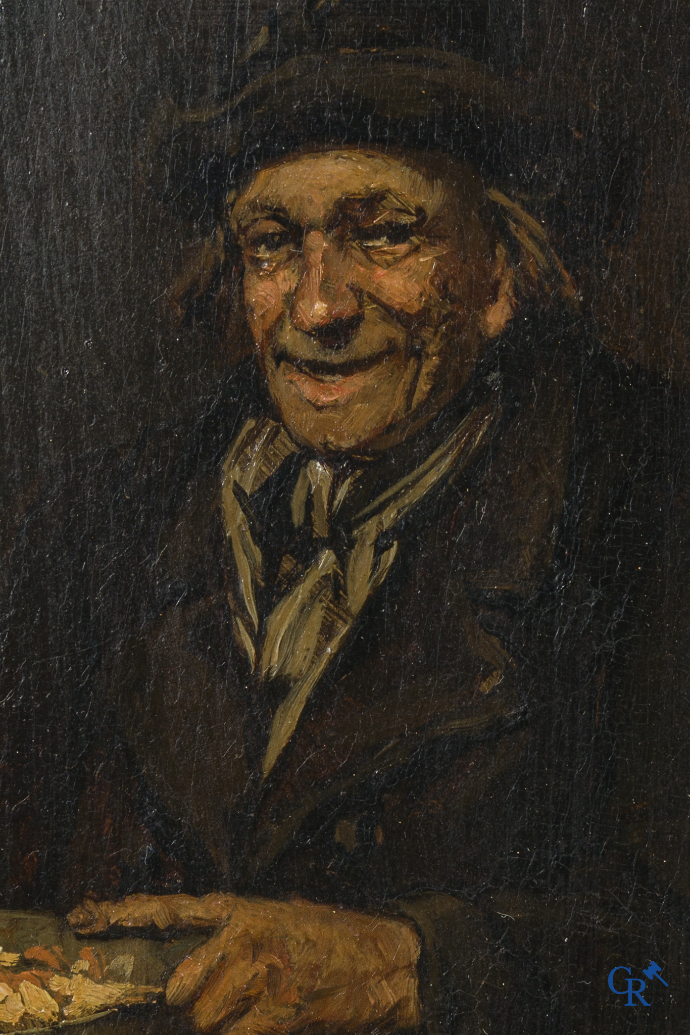 Piet J. Neuckens. "The peddler" Painting, oil on panel. Signed upper left. Late 19th century.