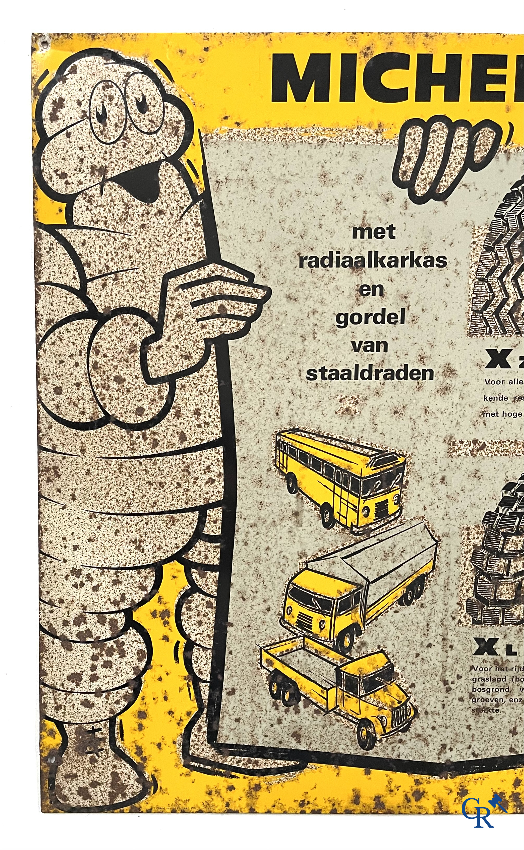 Michelin, Publicity on printed metal for Michelin company car tyres. Etipan Brussels 1965.