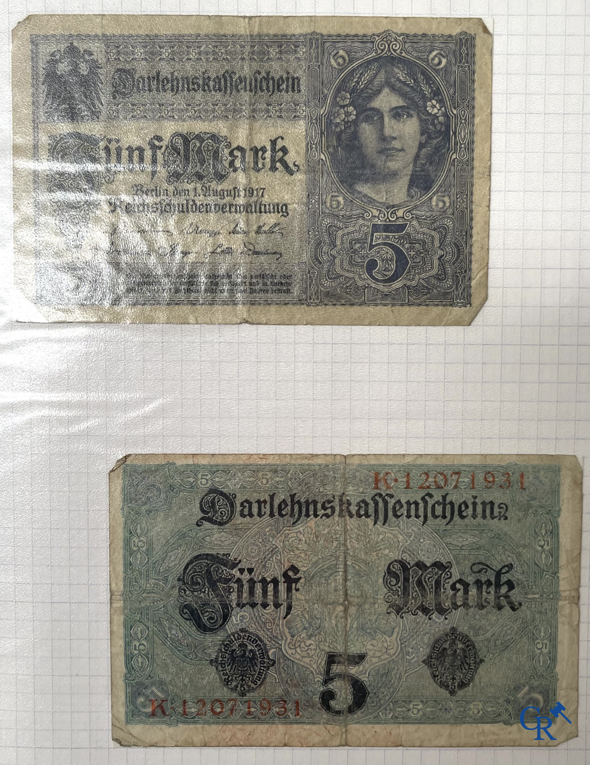 Old coins and banknotes. A large collection of old coins and banknotes. Multiple coins in silver.