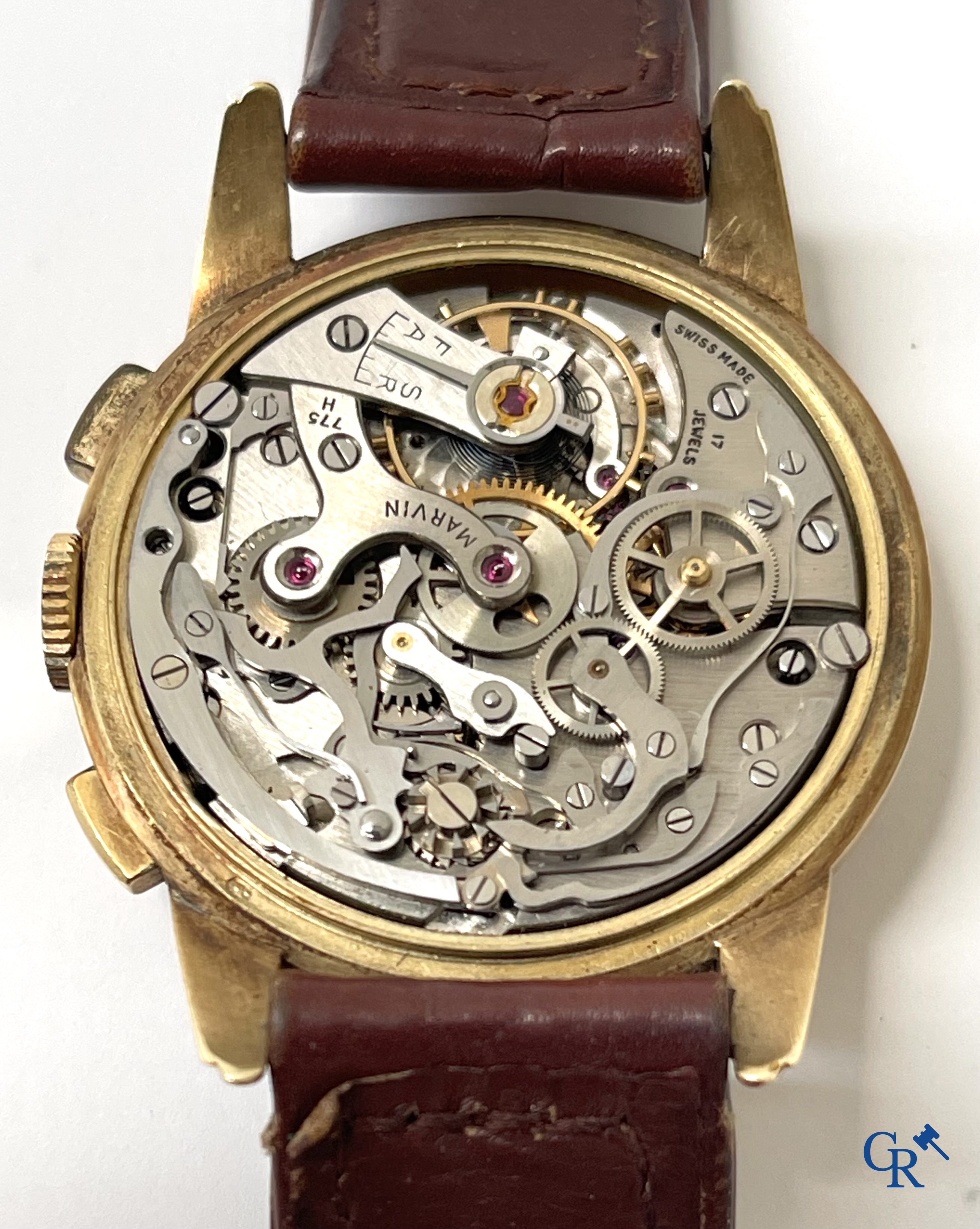 Watches. A 14-carat gold 585°/00 men's wristwatch marked Marvin. Swiss work circa 1940-1950.