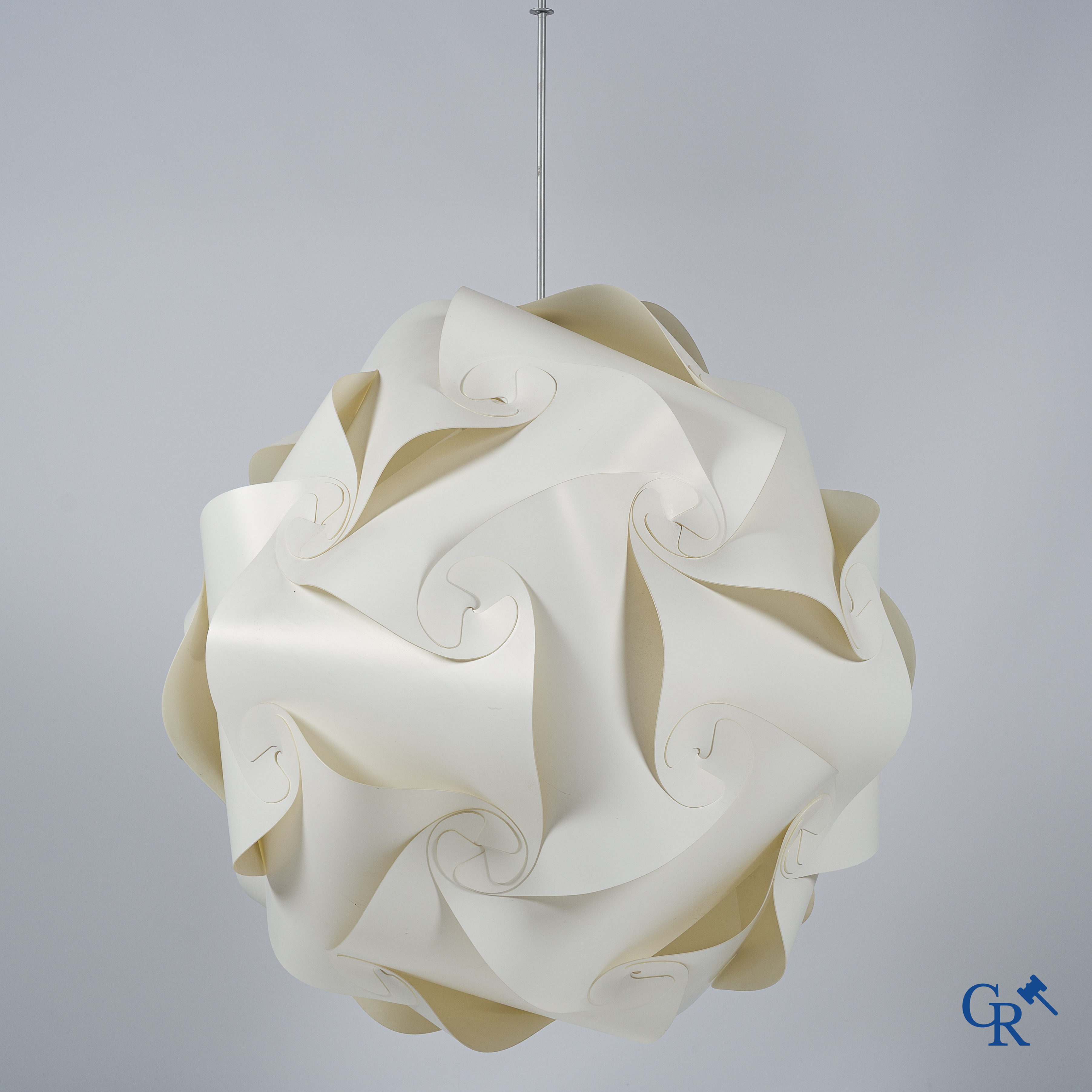 A large design chandelier in white plastic. 1970's-80's.
