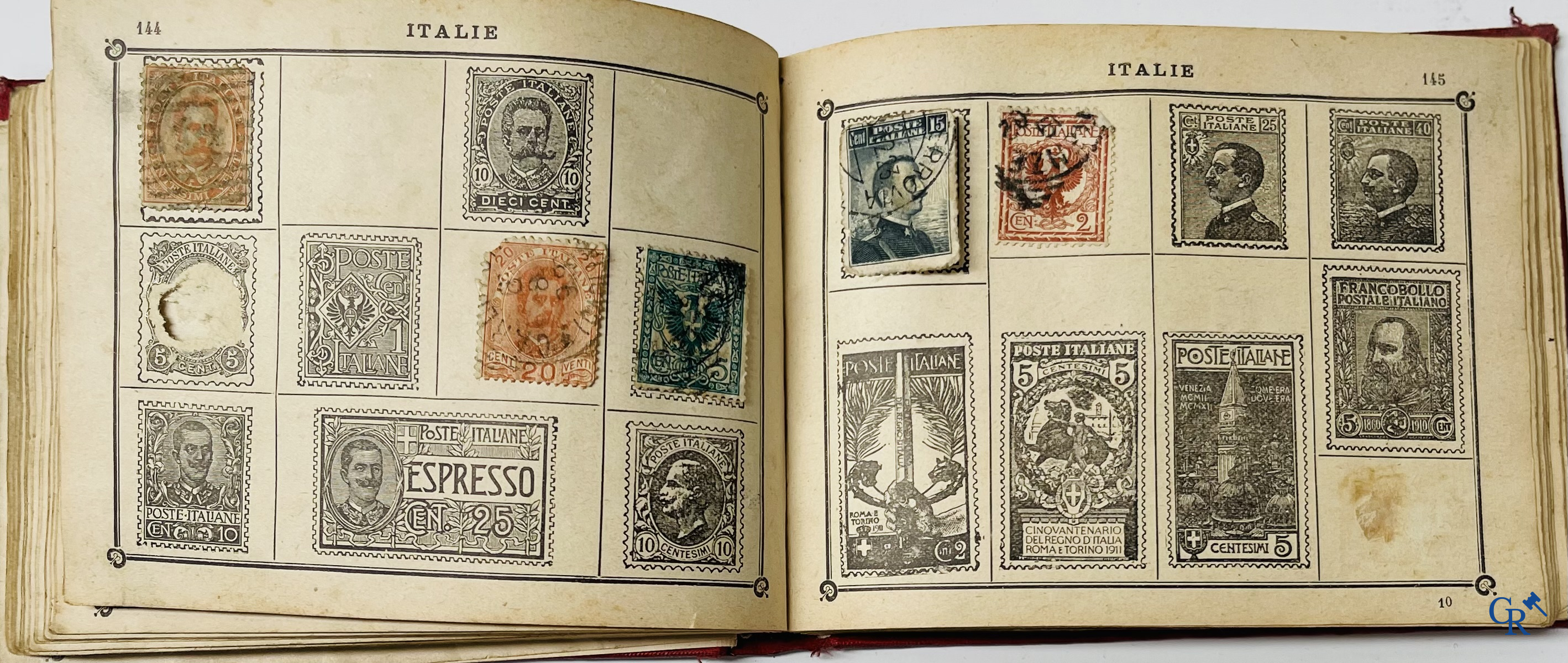 Philately. Album with various rare antique stamps, including early Belgian stamps.