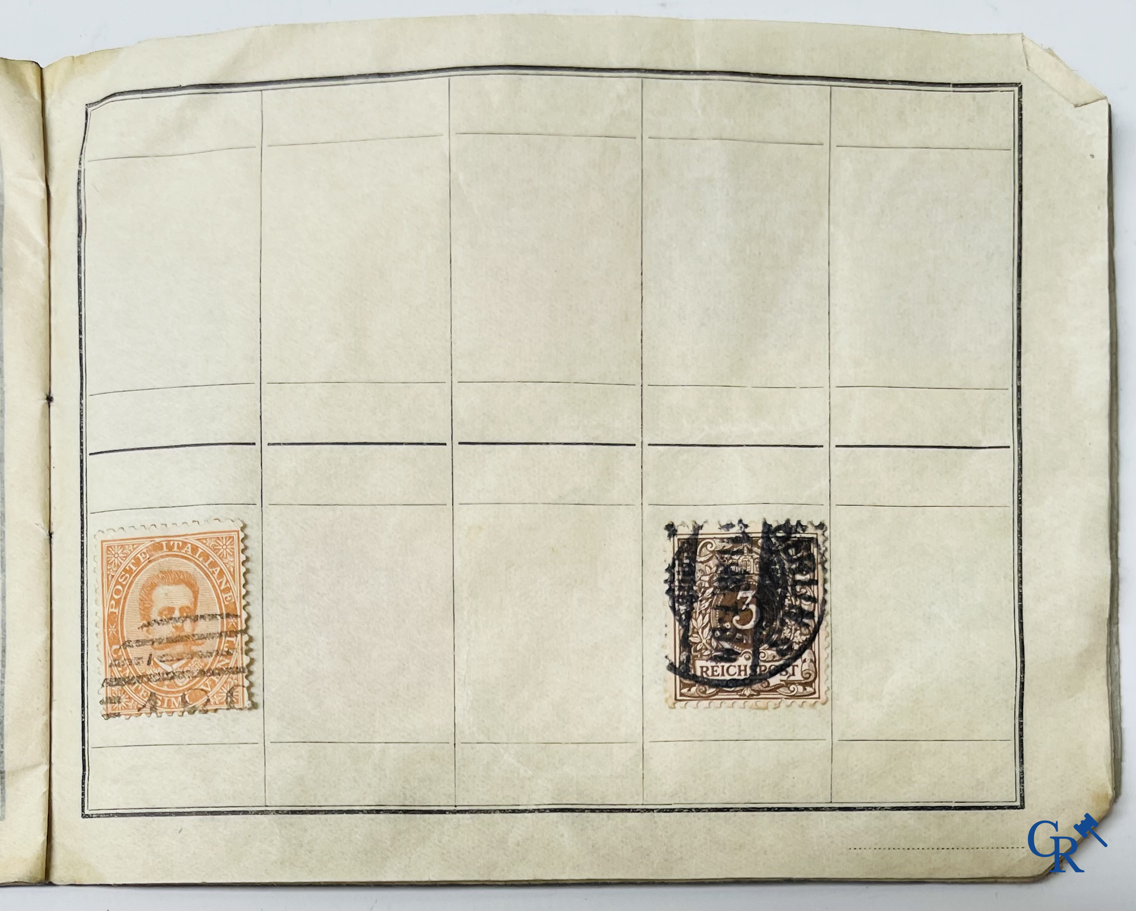 Philately. Album with various rare antique stamps, including early Belgian stamps.