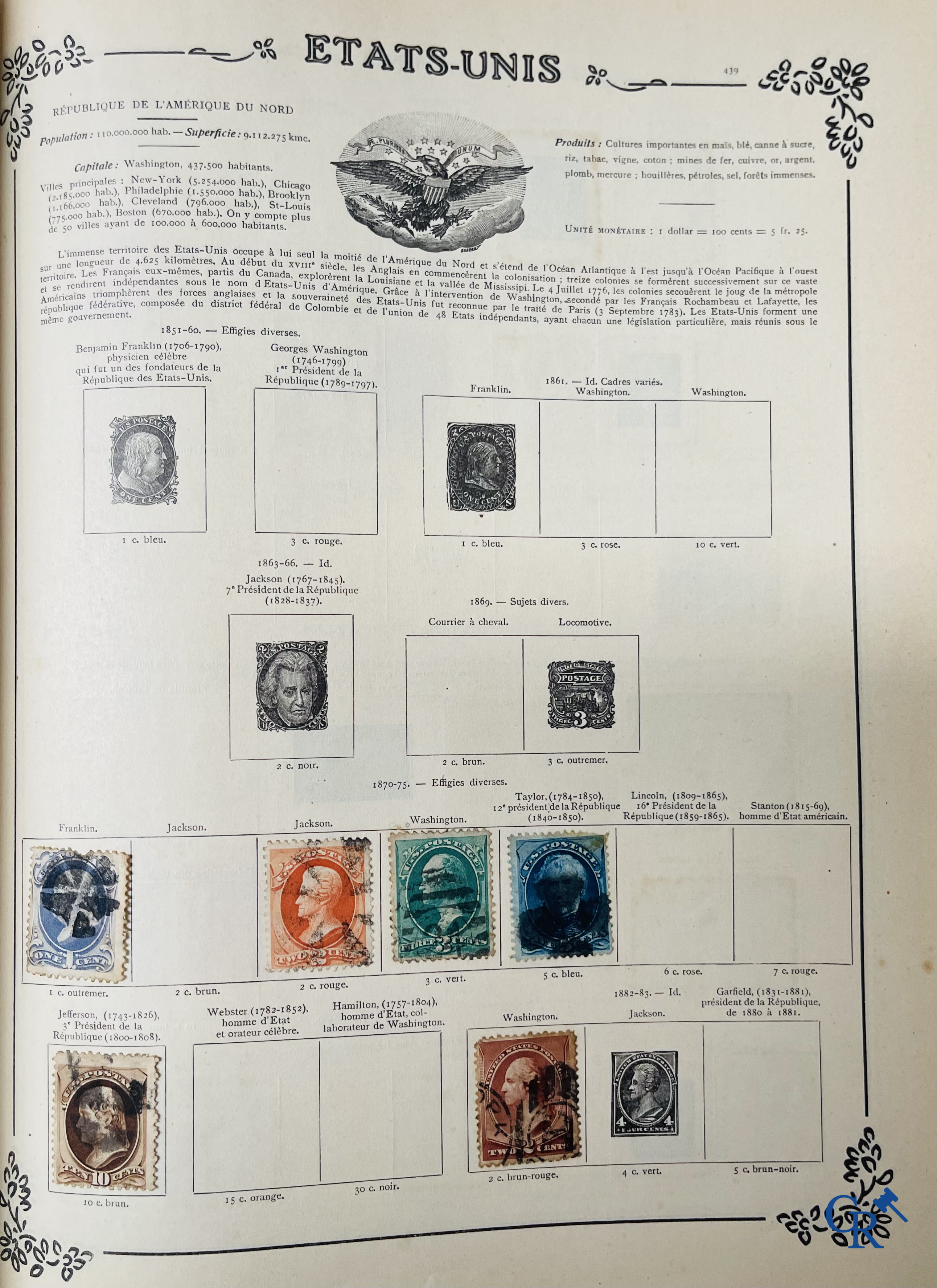 Philately. Yvert & Tellier. Album Historique & Géographique de Timbres-Poste des cinq Parties du Monde. 9ème Edition.