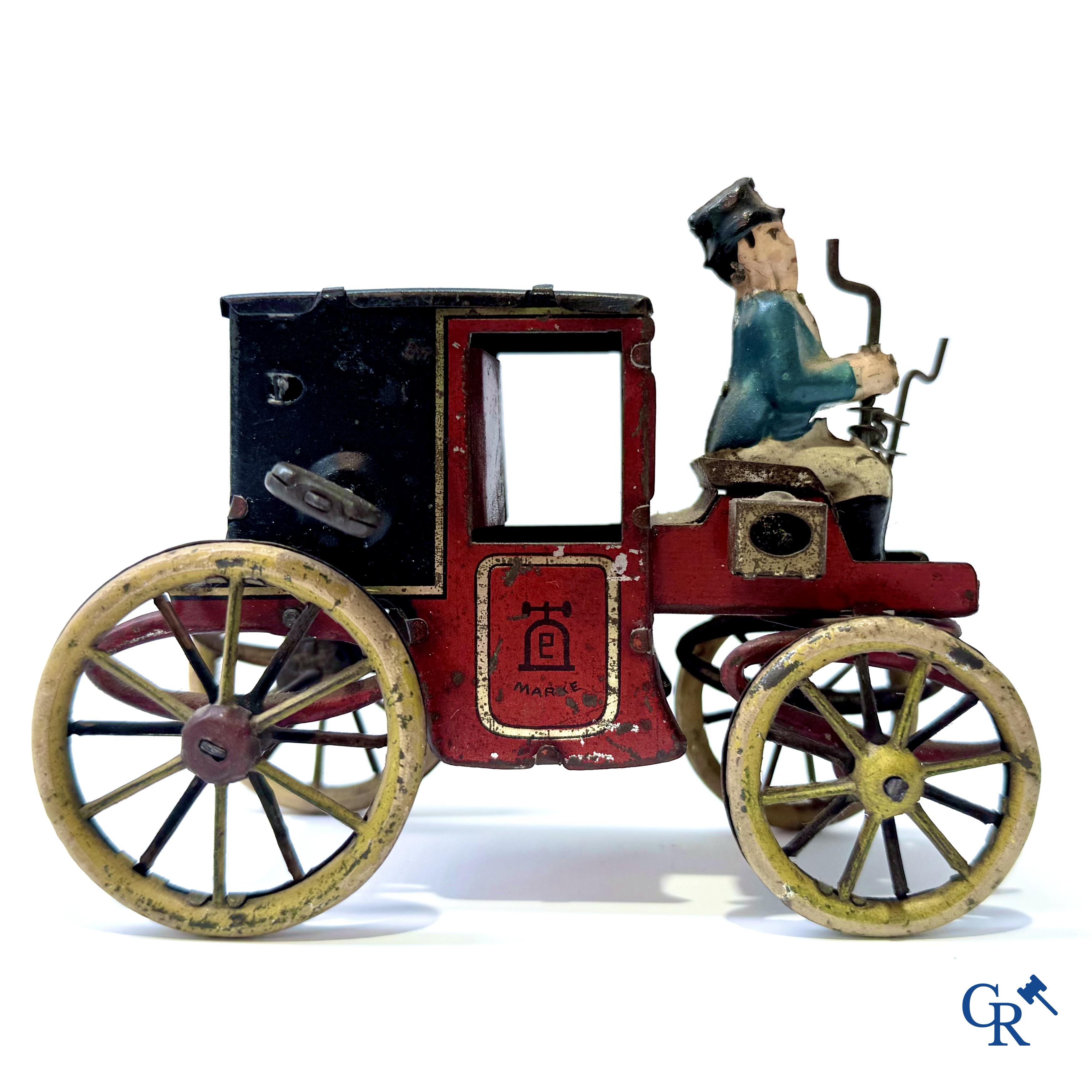 Lehmann, "Motor Kutsche" mechanical toy in painted tin. Germany circa 1906.