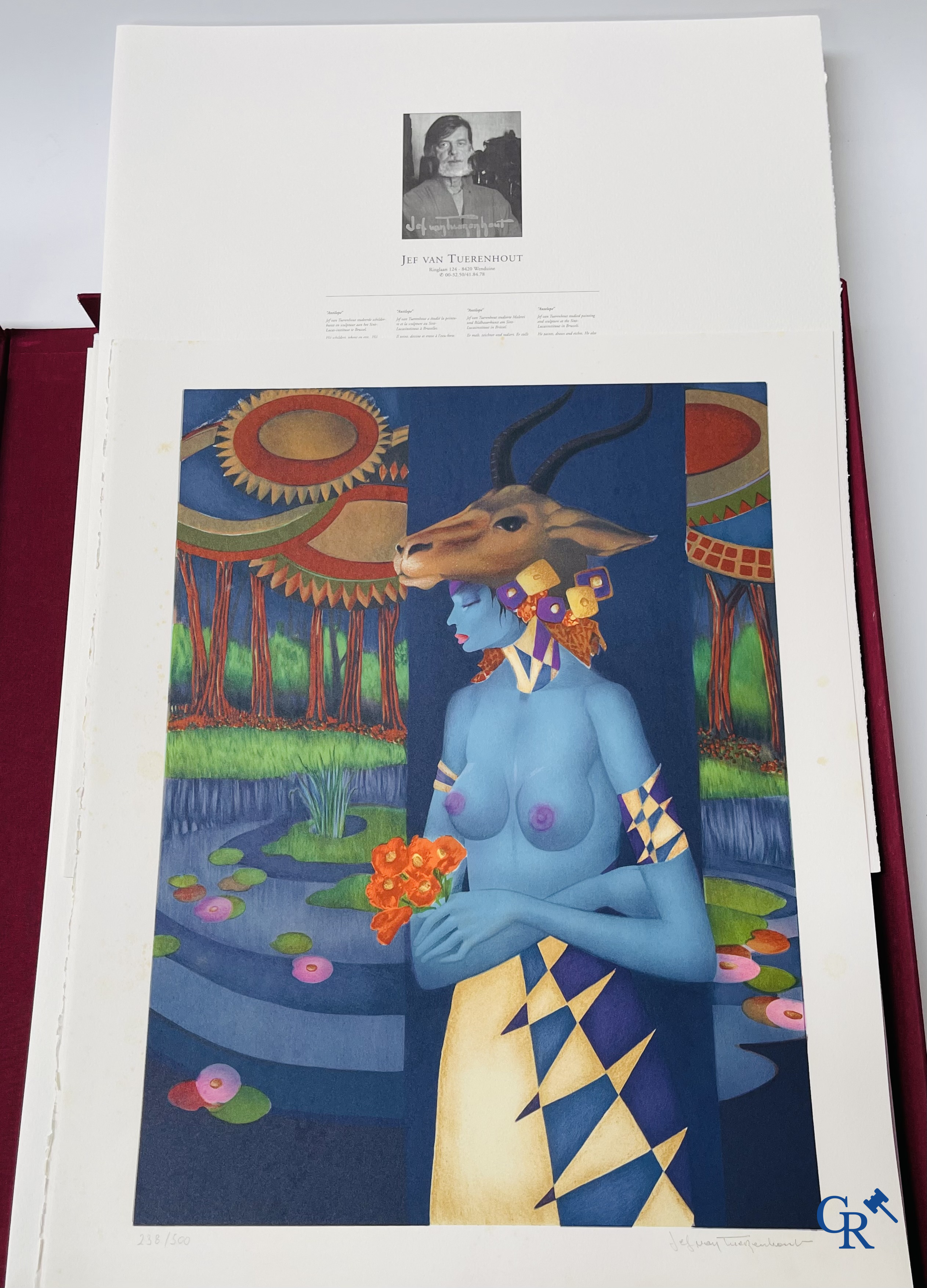 Flemish Art. Portfolio in canvas box with 10 lithographs. Signed and numbered 238/500.