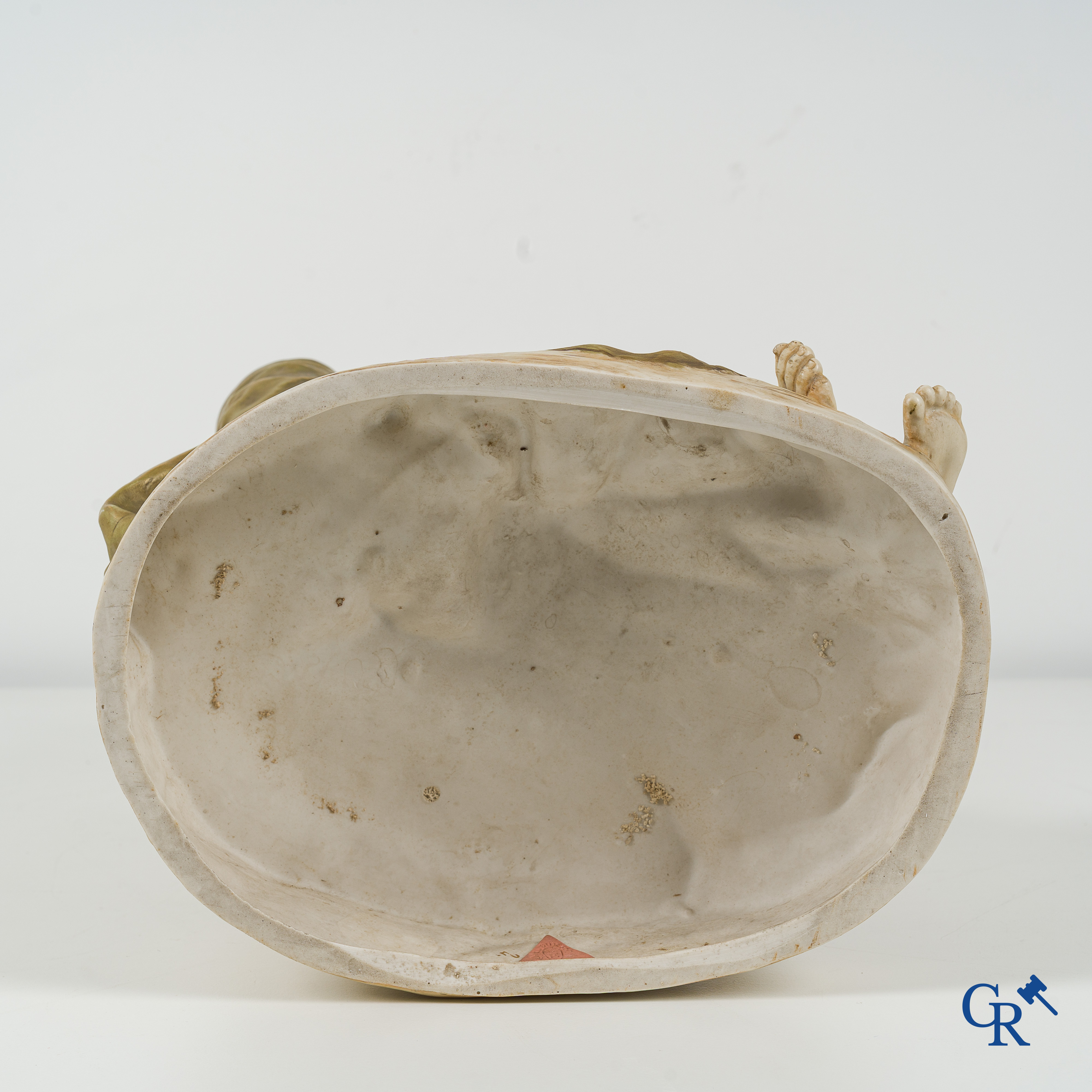 Royal Dux Bohemia. Large porcelain group with 2 characters. Circa 1900. Marked.