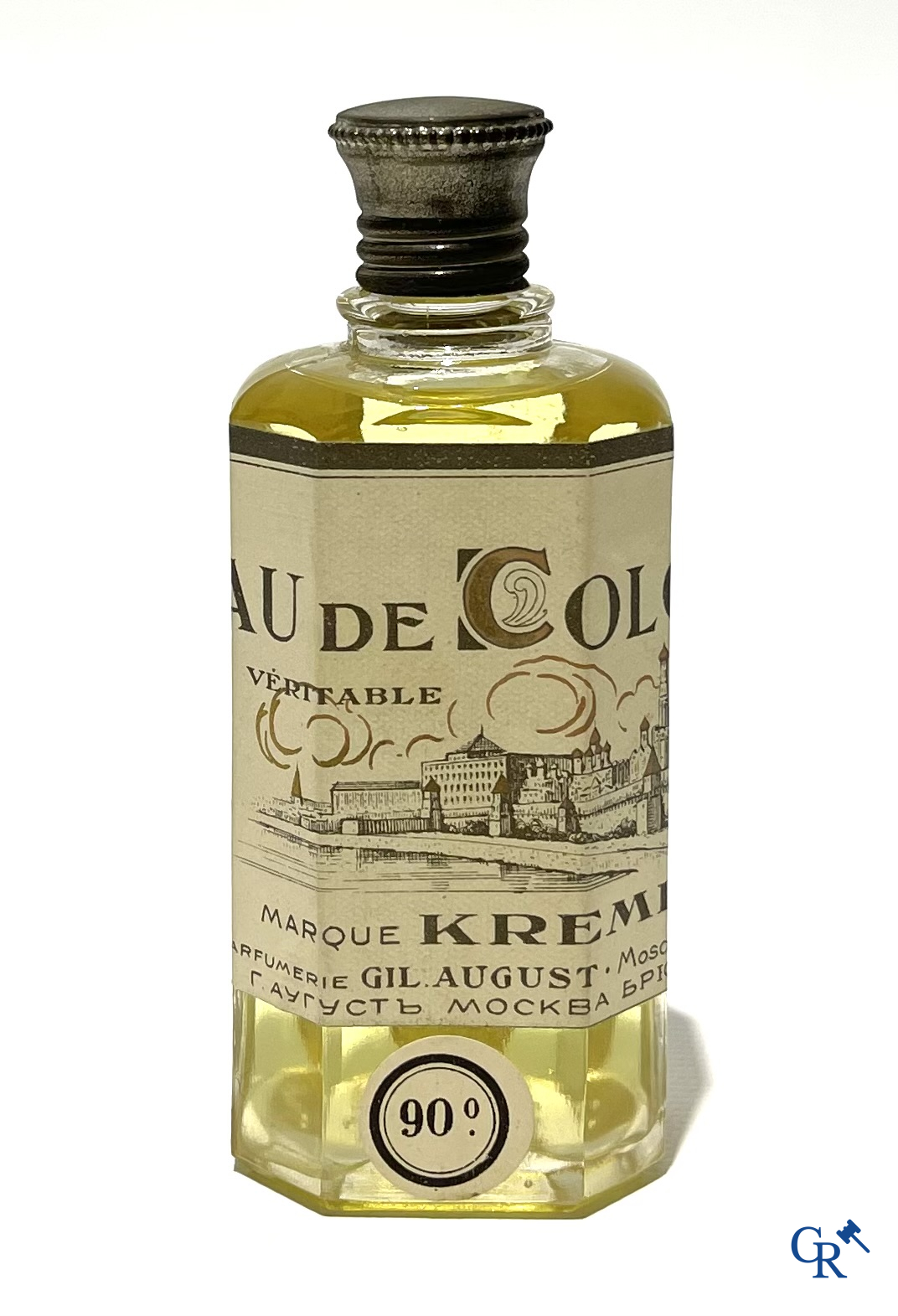 Art Deco, 4 rare Eau de Cologne bottles for Gilles August & Cie including marque Kremlin. 1940's.