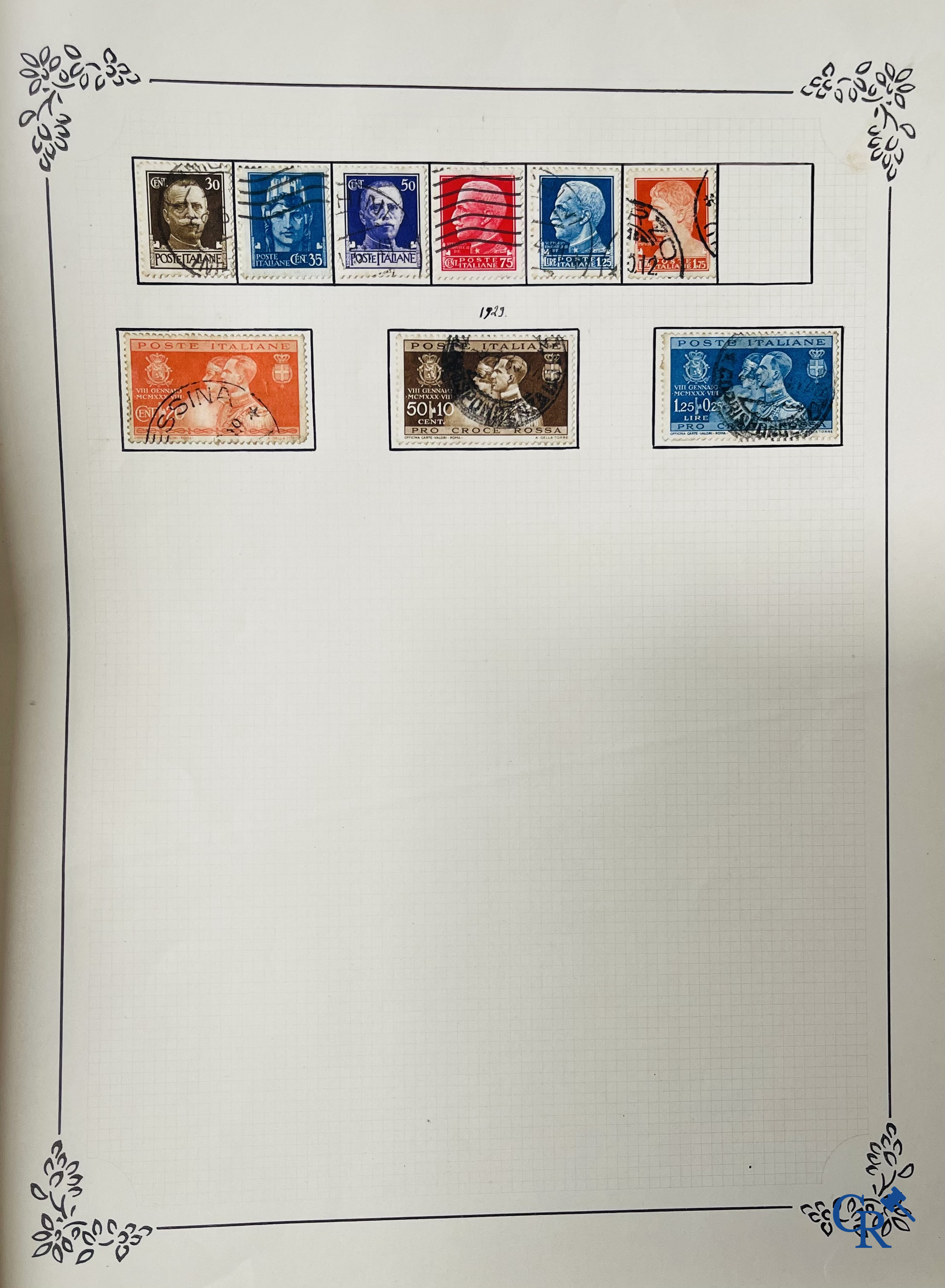 Philately. Album with various rare antique stamps, including early Belgian stamps.